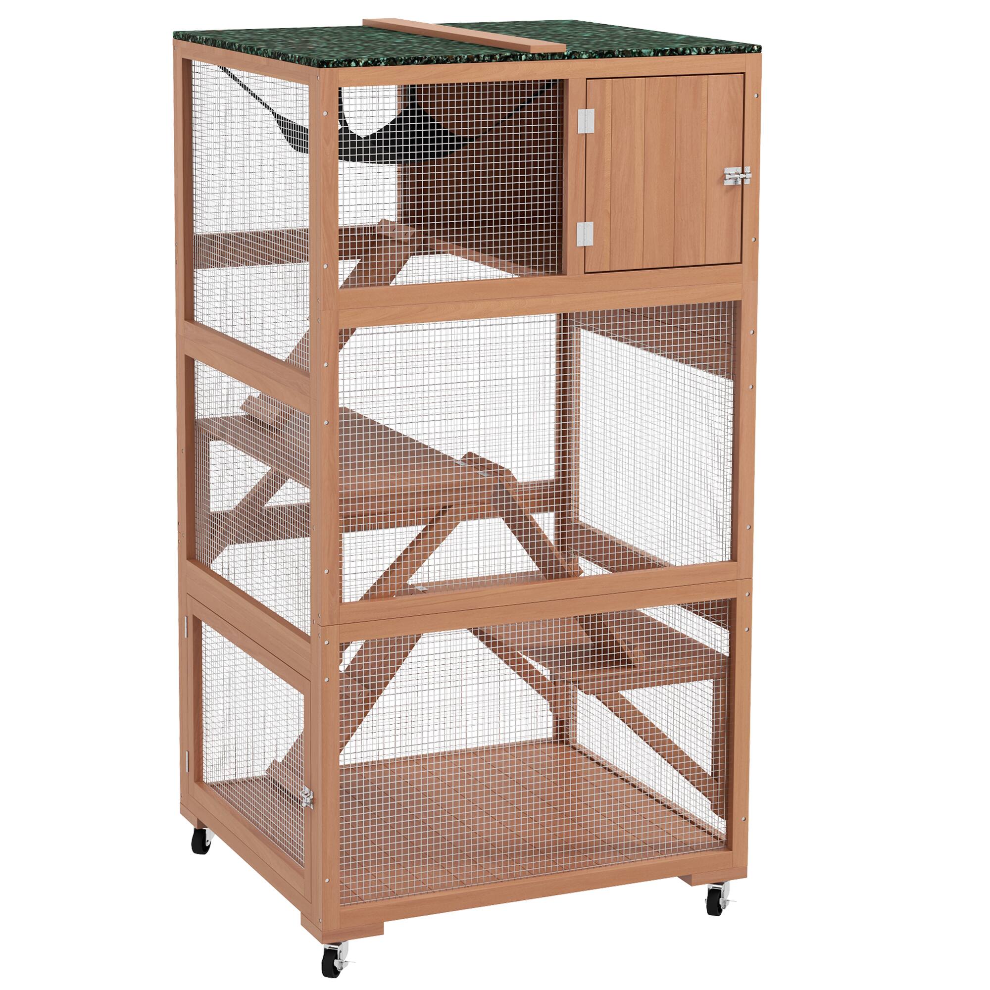 "Pawhut - Outdoor Enclosure House, Feral Shelter on Wheels, Hammock, Platforms Ramps, Weather Protection Roof, 34""" price history on PriceWatchPro