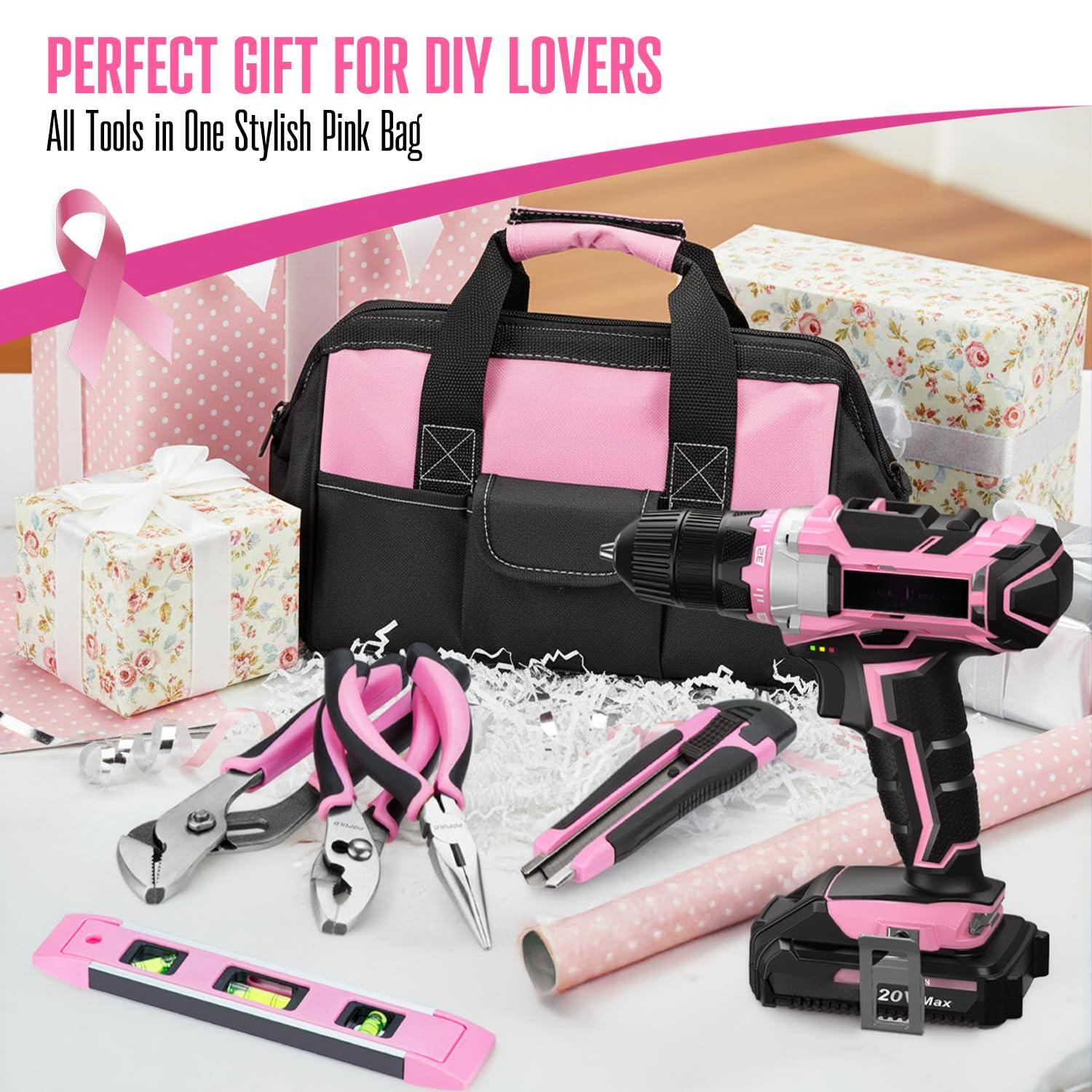 PERFECT GIFT FOR DIY LOVERS  
All Tools in One Stylish Pink Bag