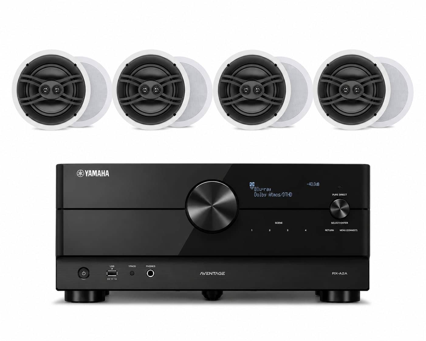 Yamaha - RX-A2A 7.2-Channel 8K AV Receiver Speaker Bundle - Black