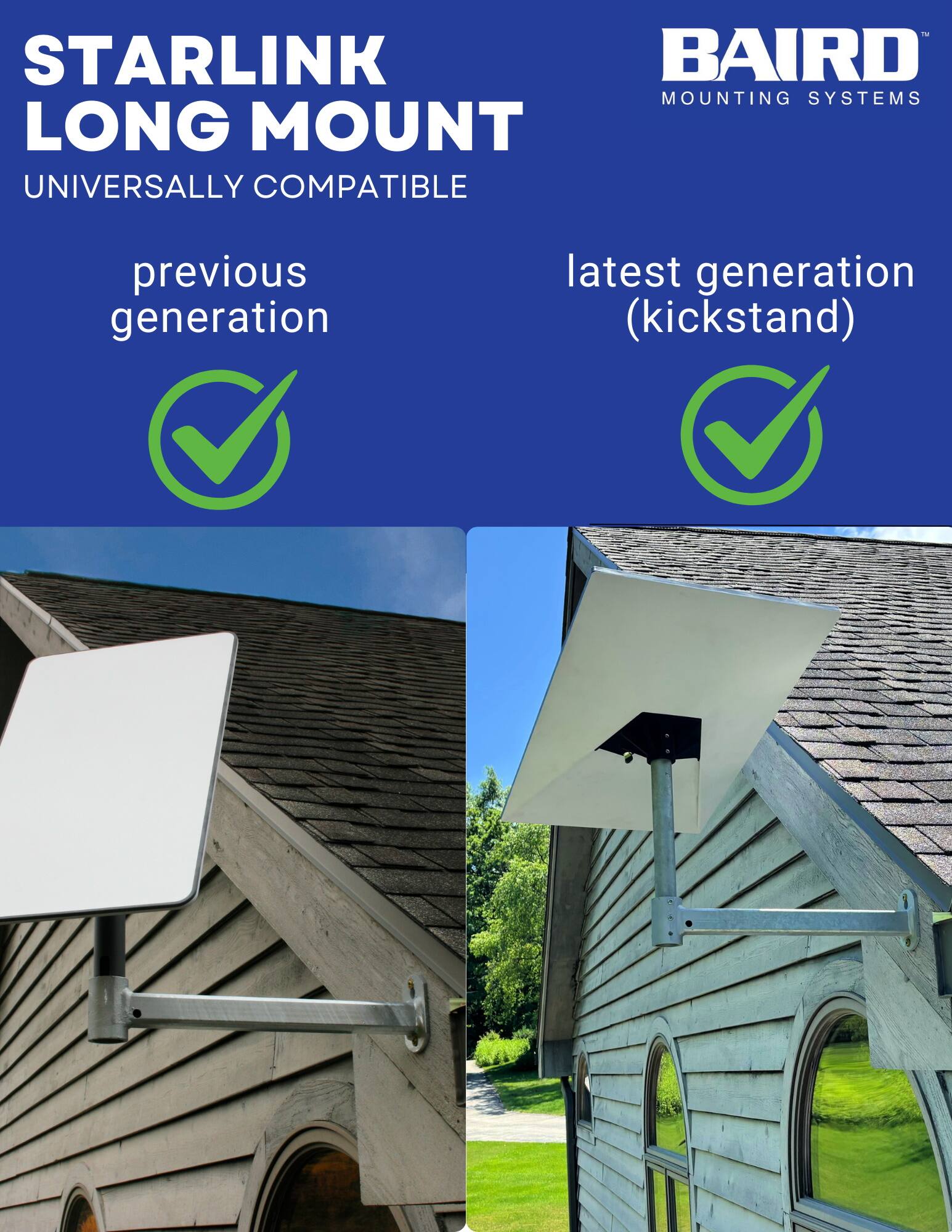 STARLINK BAIRD MOUNTING SYSTEMS LONG MOUNT UNIVERSALLY COMPATIBLE previous generation latest generation (kickstand)