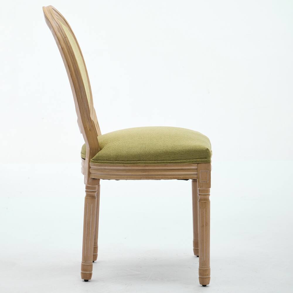 Alt View 1. Loheer - Loheer French Style Solid Wood Dining Chairs Olive Green Linen Set of 2 - Olive Green.