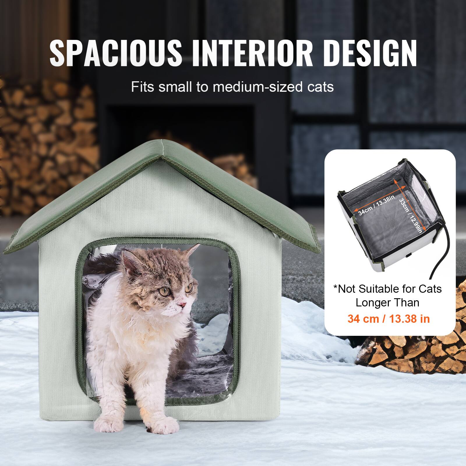SPACIOUS INTERIOR DESIGN  
Fits small to medium-sized cats  

*Not Suitable for Cats Longer Than 34 cm / 13.38 in