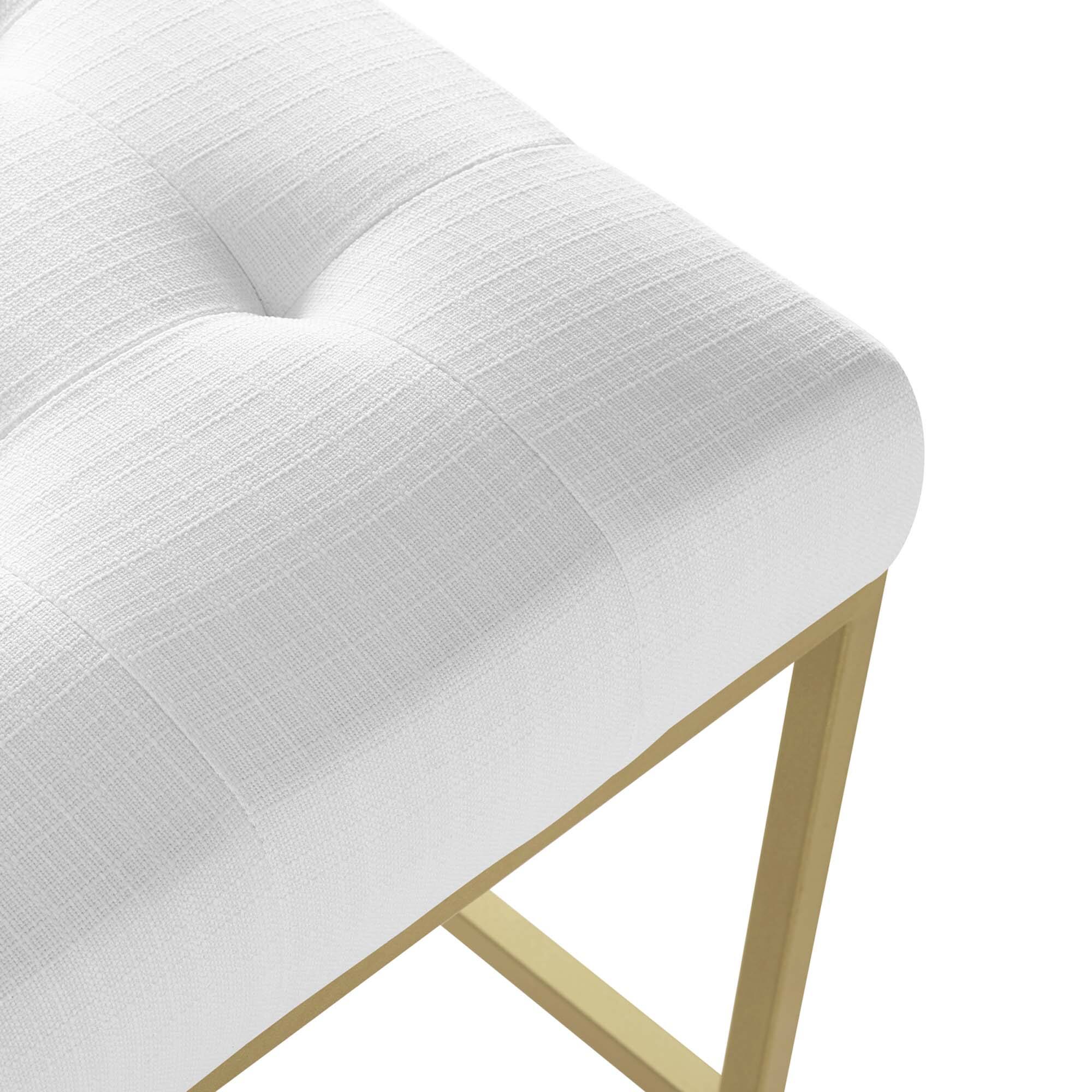 Alt View 1. Modway - Privy Gold Stainless Steel Upholstered Fabric Counter Stool by Modway - White.