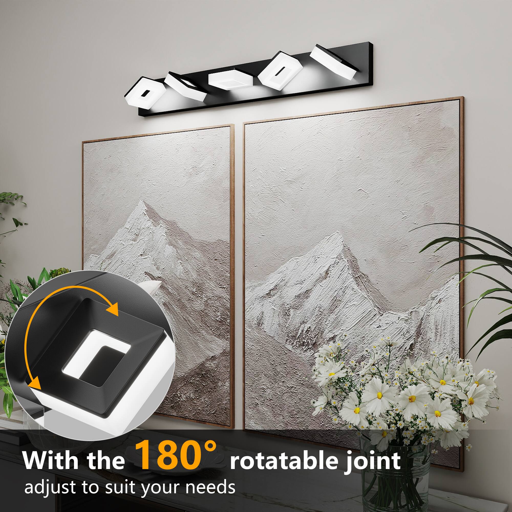 With the 180° rotatable joint adjust to suit your needs