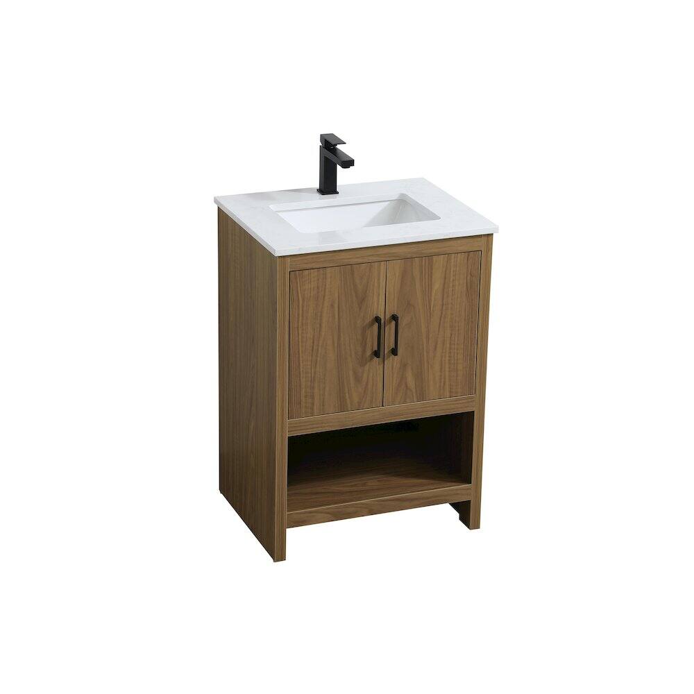 Alt View 2. Elegant Kitchen and Bath - Ira 24 Inch Single Bathroom Vanity In Walnut Brown - Walnut Brown.