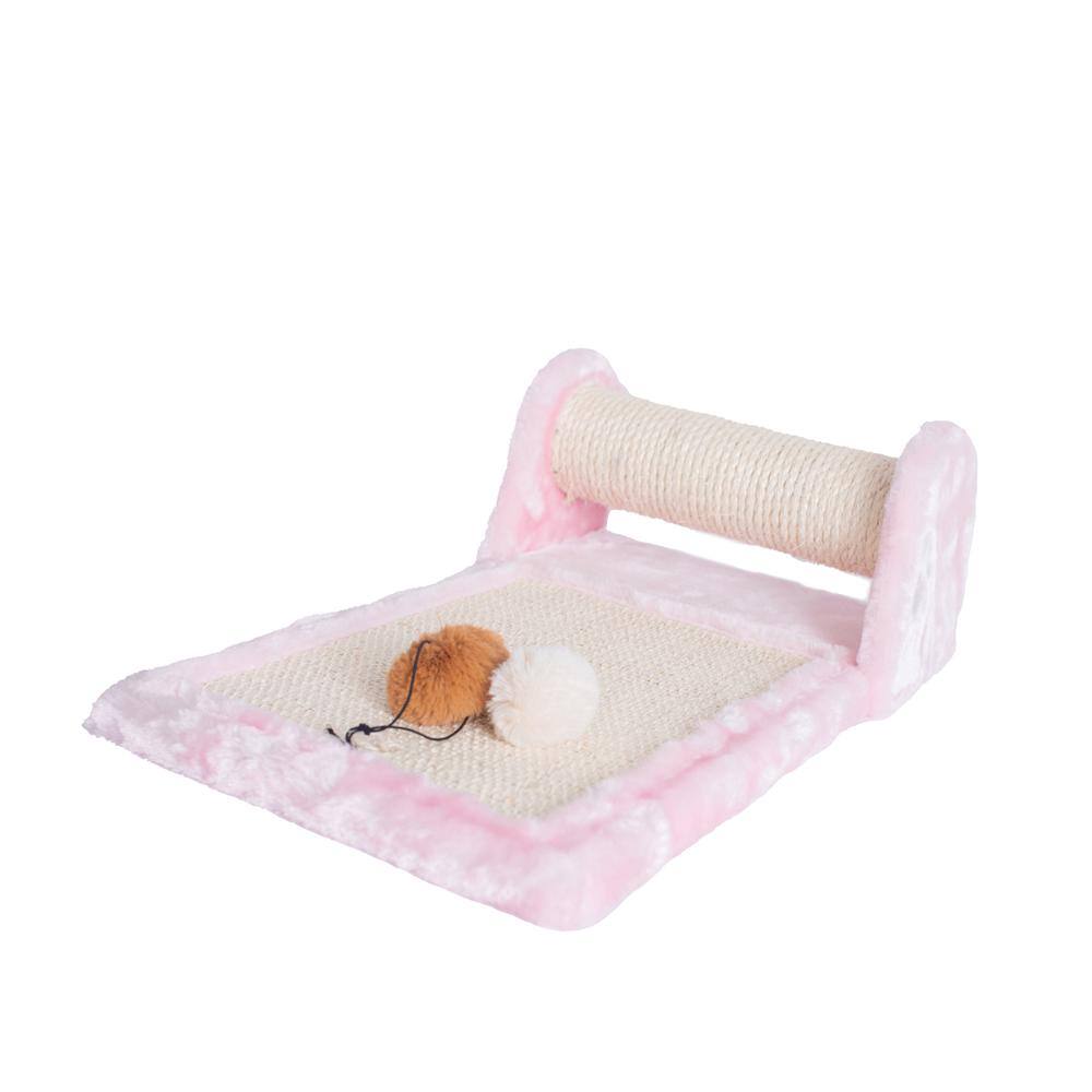 Left. Armarkat - Rolling Real Wood Cat Scratcher Toy Sisal Scratching Board For Cats Training - Pink.