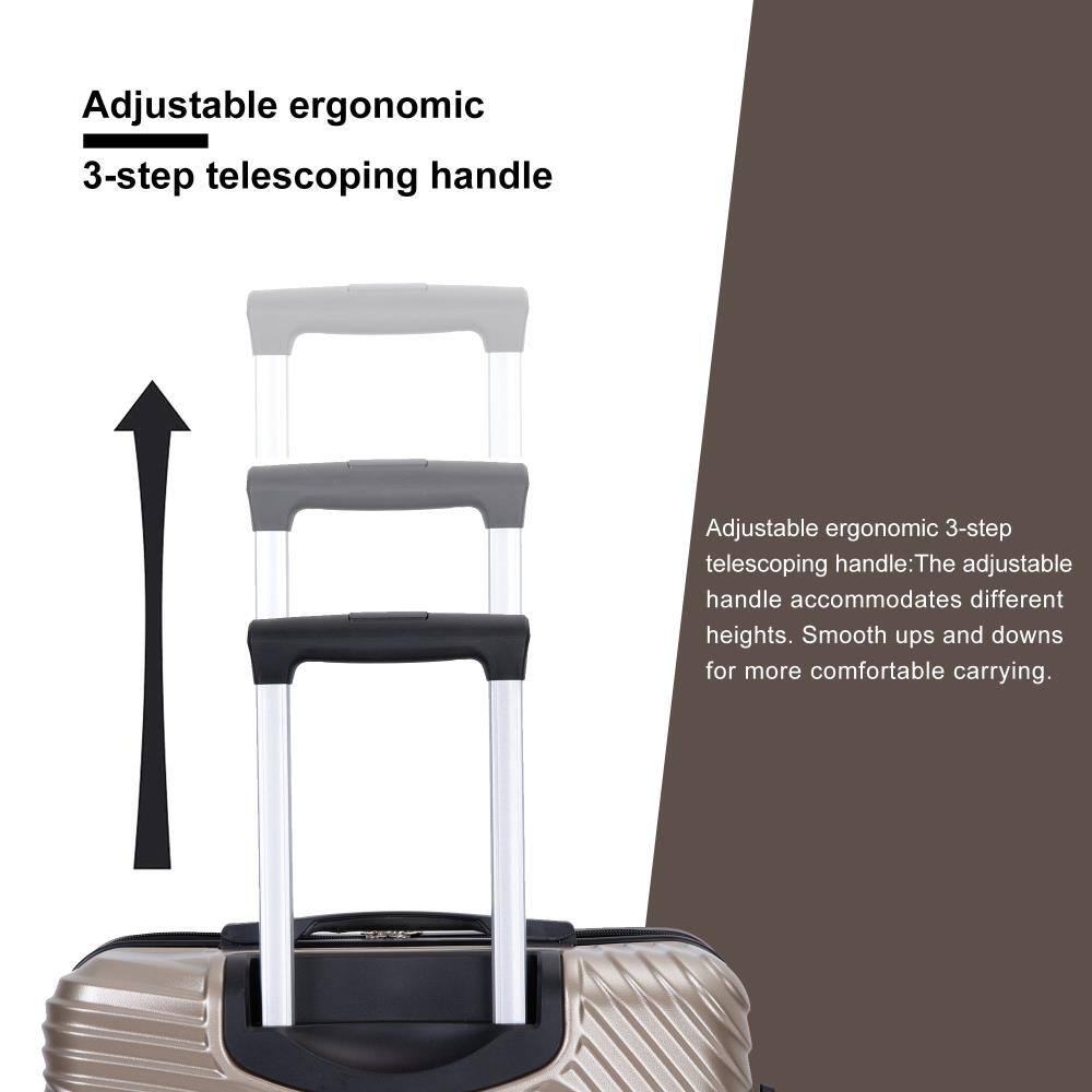 Adjustable ergonomic 3-step telescoping handle

Adjustable ergonomic 3-step telescoping handle: The adjustable handle accommodates different heights. Smooth ups and downs for more comfortable carrying.