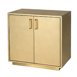 Butler Specialty - Francois 32 in. W Rectangular Wood and Leather 2 Door Accent Cabinet - Gold