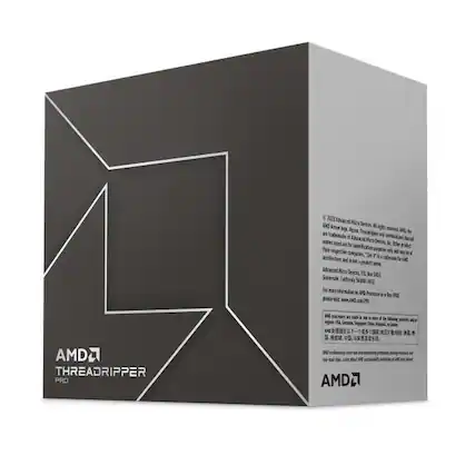 Sure, here is the corrected and grouped text from the image:
---
**Front:**
- AMD THREADRIPPER PRO
**Back:**
- © 2023 Advanced Micro Devices, Inc. or its subsidiaries. AMD, the AMD logo, and Threadripper are trademarks of Advanced Micro Devices, Inc. or its subsidiaries. Other names and brands may be claimed as property of others. This product is not a product of AMD. The architecture, design, and implementation of this product are not AMD products. This product is not a product of AMD and is not an AMD product. The architecture, design, and implementation of this product are not AMD products. This product is not a product of AMD and is not an AMD product.
- Advanced Micro Devices, Inc. 3200, Sunnyvale, California 94085-3470
- For more information, please visit www.amd.com
- AMD processors are made in one or more of the following facilities: Malaysia, Singapore, Thailand, China, or the United States. AMD processors are manufactured in the United States, Malaysia, Singapore, Thailand, or China.
- AMD is a registered trademark of Advanced Micro Devices, Inc. or its subsidiaries. Other names and