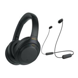 Sony - WH-1000XM4 Wireless Noise Canceling Over-Ear Headphones Bundle - Black