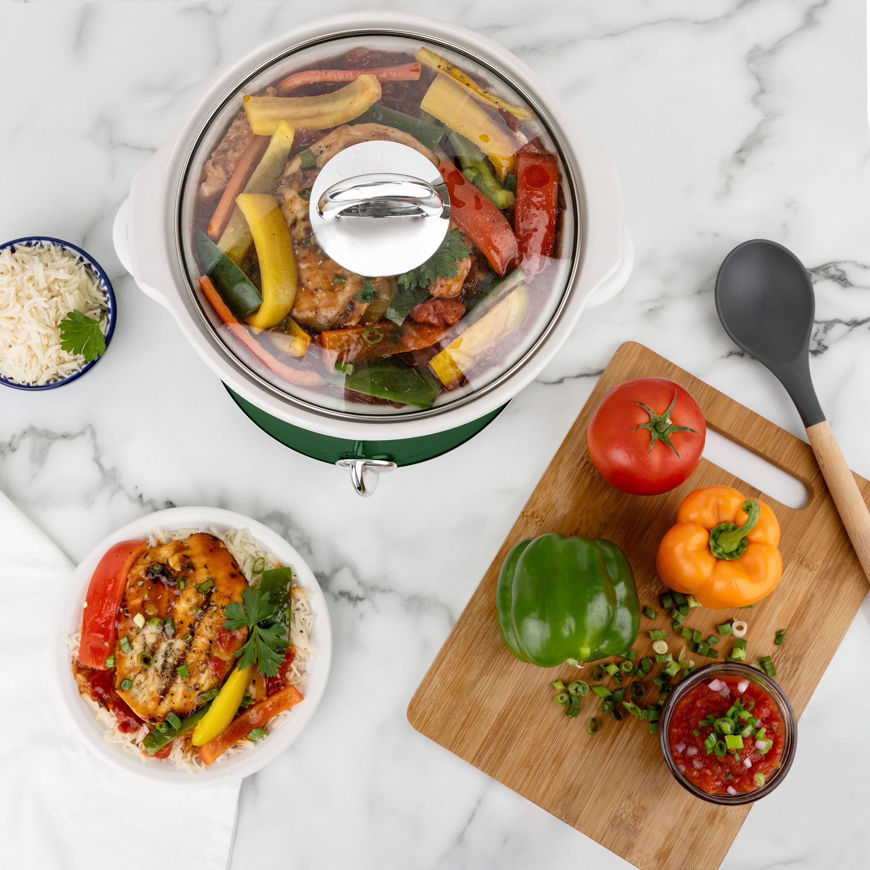 Angle. HomeCraft - Homecraft 4 Qt Round Slow Cooker - Hunter Green - Green.