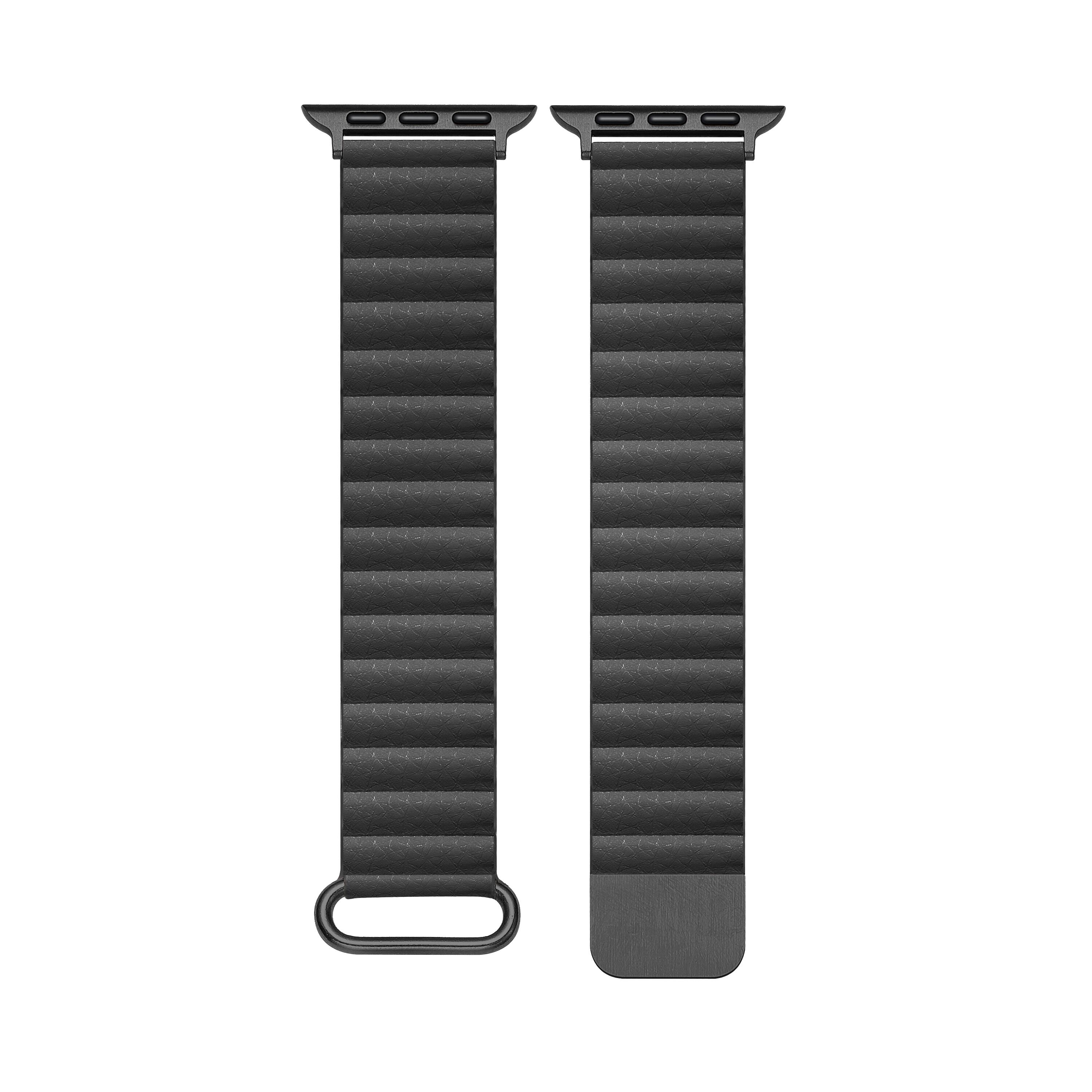 Left. Posh Tech - Dakota Magnetic Leather Band for Apple Watch - Black.