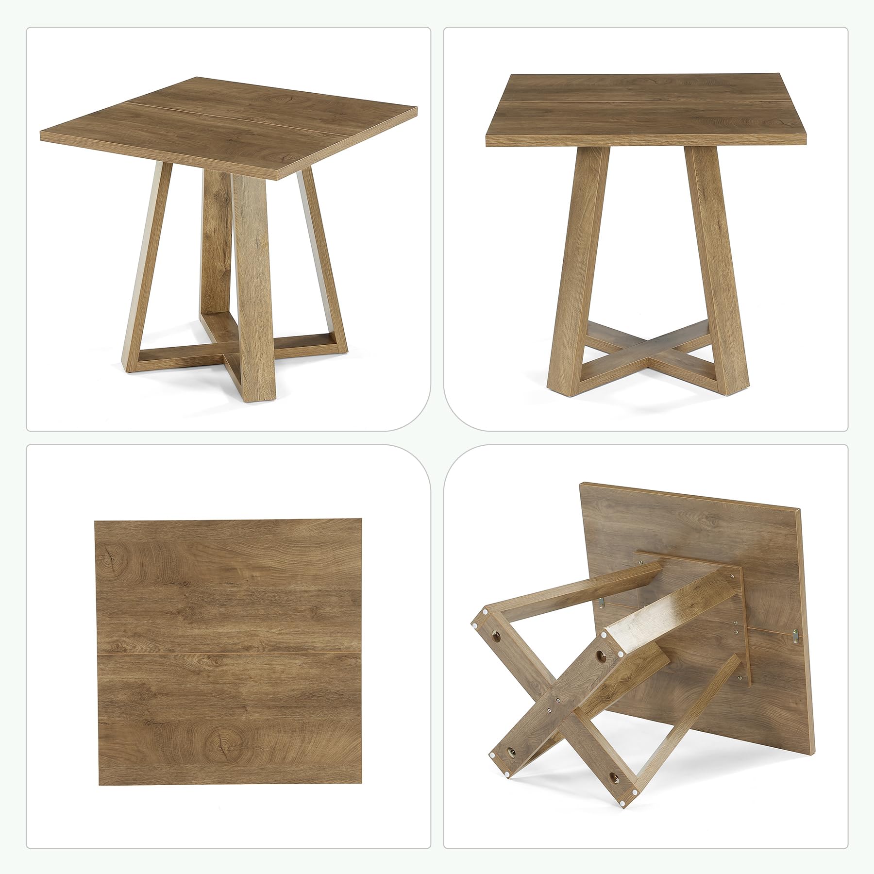 Alt View 3. Tribesigns - 31.5-Inch Square Dining Table with Pedestal Base and Spacious Tabletop for 2-4 People in Kitchen or Dining Room - Brown.