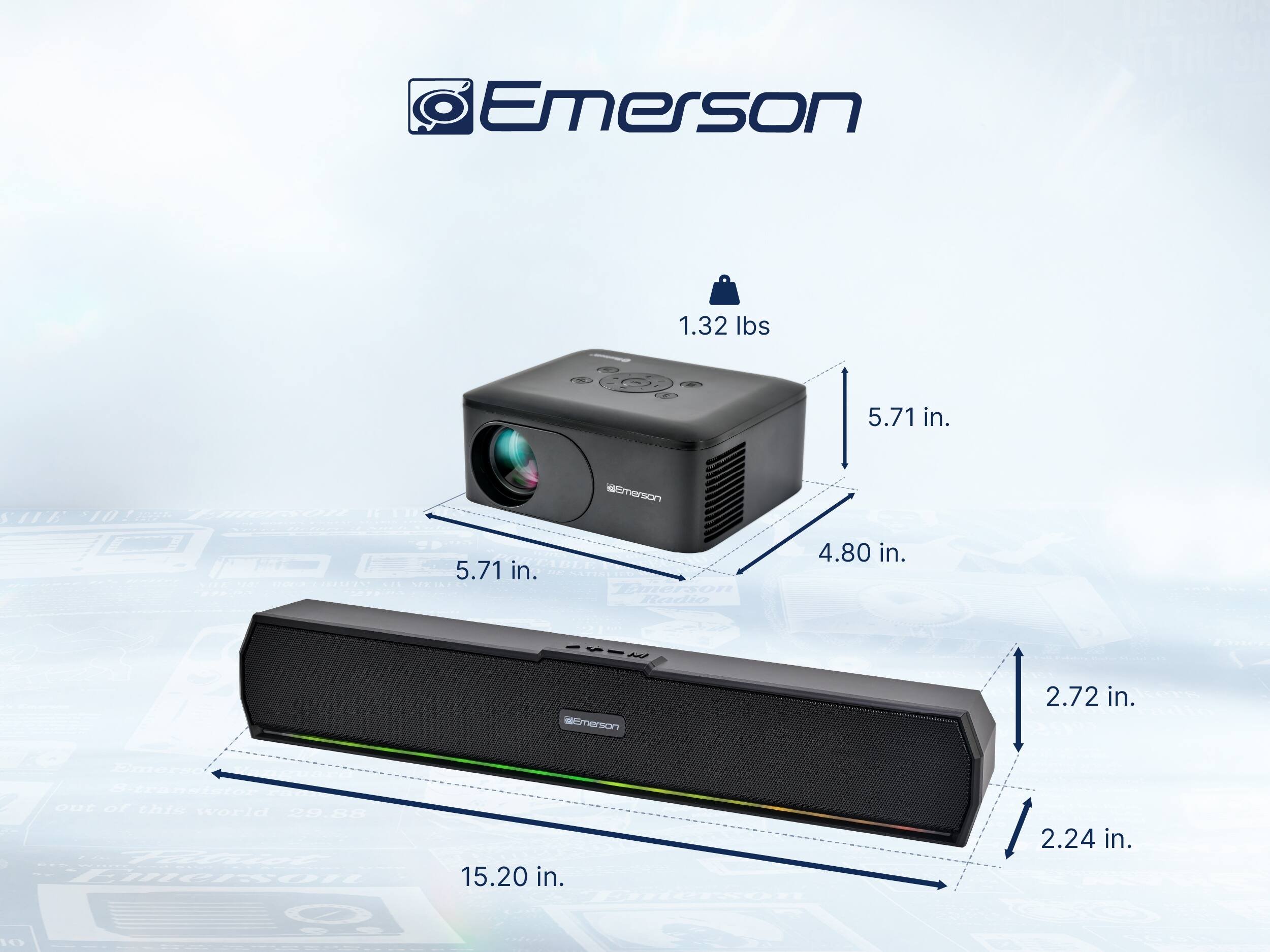 Emerson 1.32 lbs 5.71 in.  
SIE scmerson  
BE1 5.71 in.  
SEXINE Tmerson  
Radio 4.80 in.  
4-4 iemerson 2.72 in.  
O oUT of this World 29.88  
FE merson 15.20 in.  
2.24 in. 10