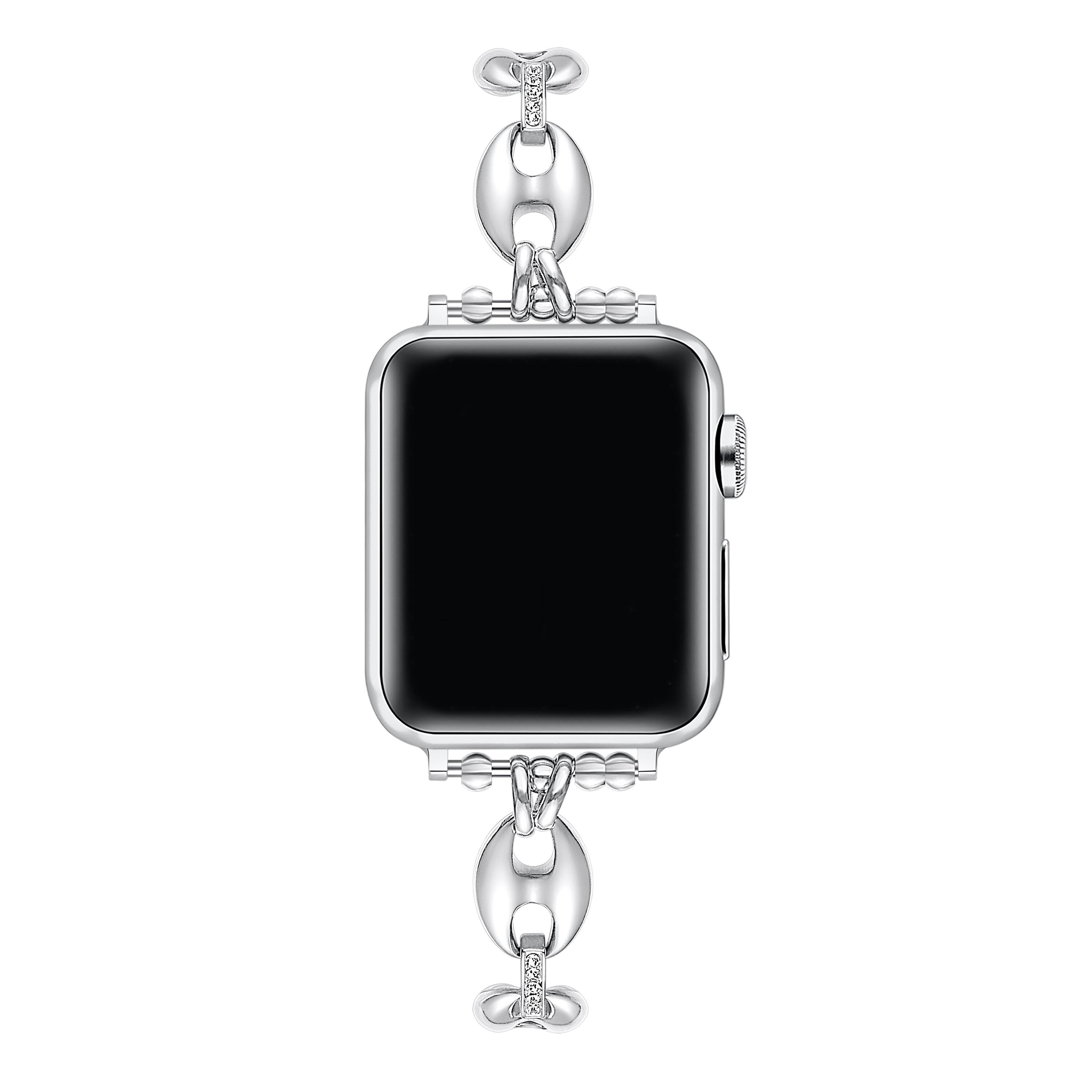 Back. Posh Tech - Poppy Stainless Steel Link Band for Apple Watch - Silver.