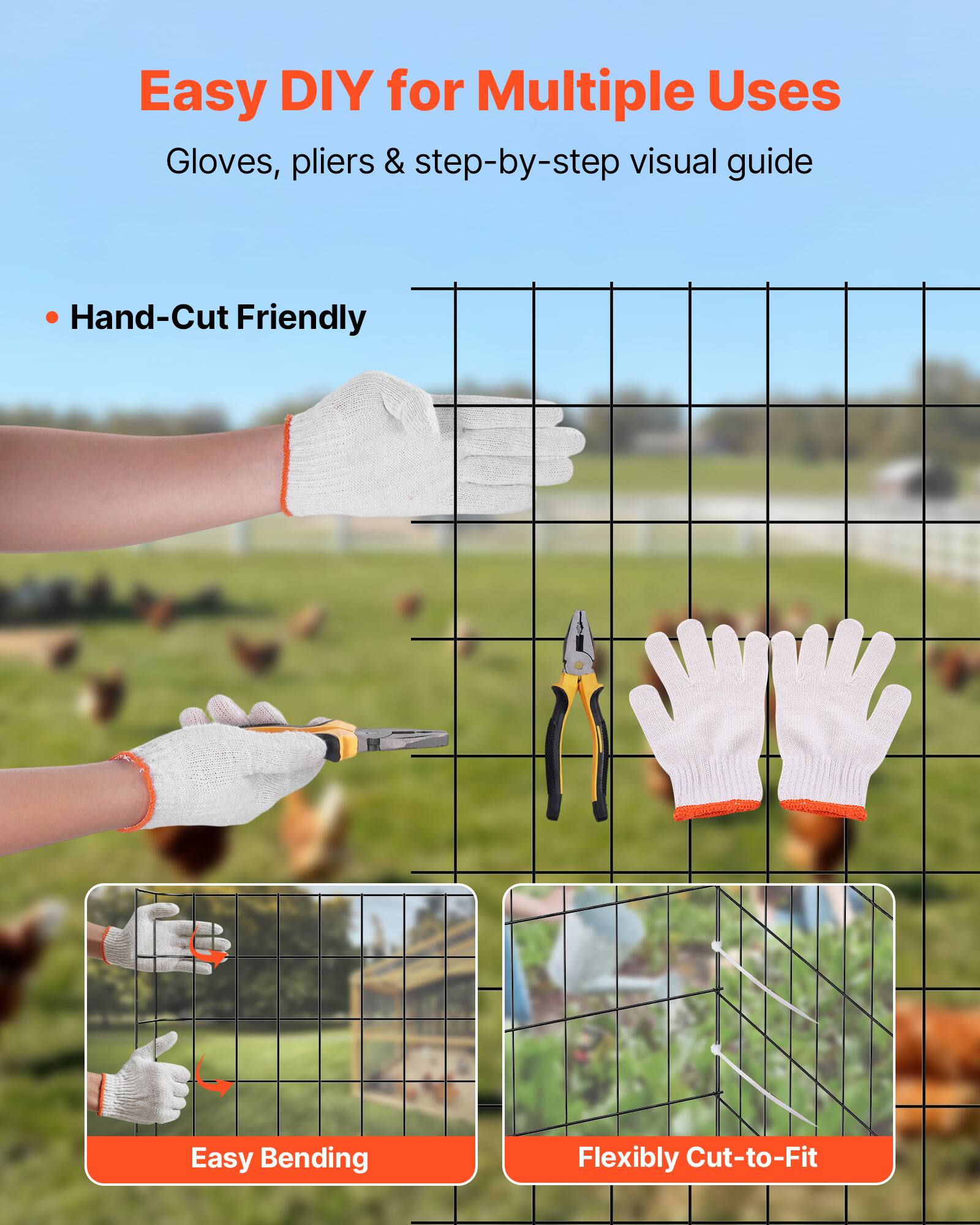 Easy DIY for Multiple Uses  
Gloves, pliers & step-by-step visual guide  

- Hand-Cut Friendly  

Easy Bending  
Flexibly Cut-to-Fit