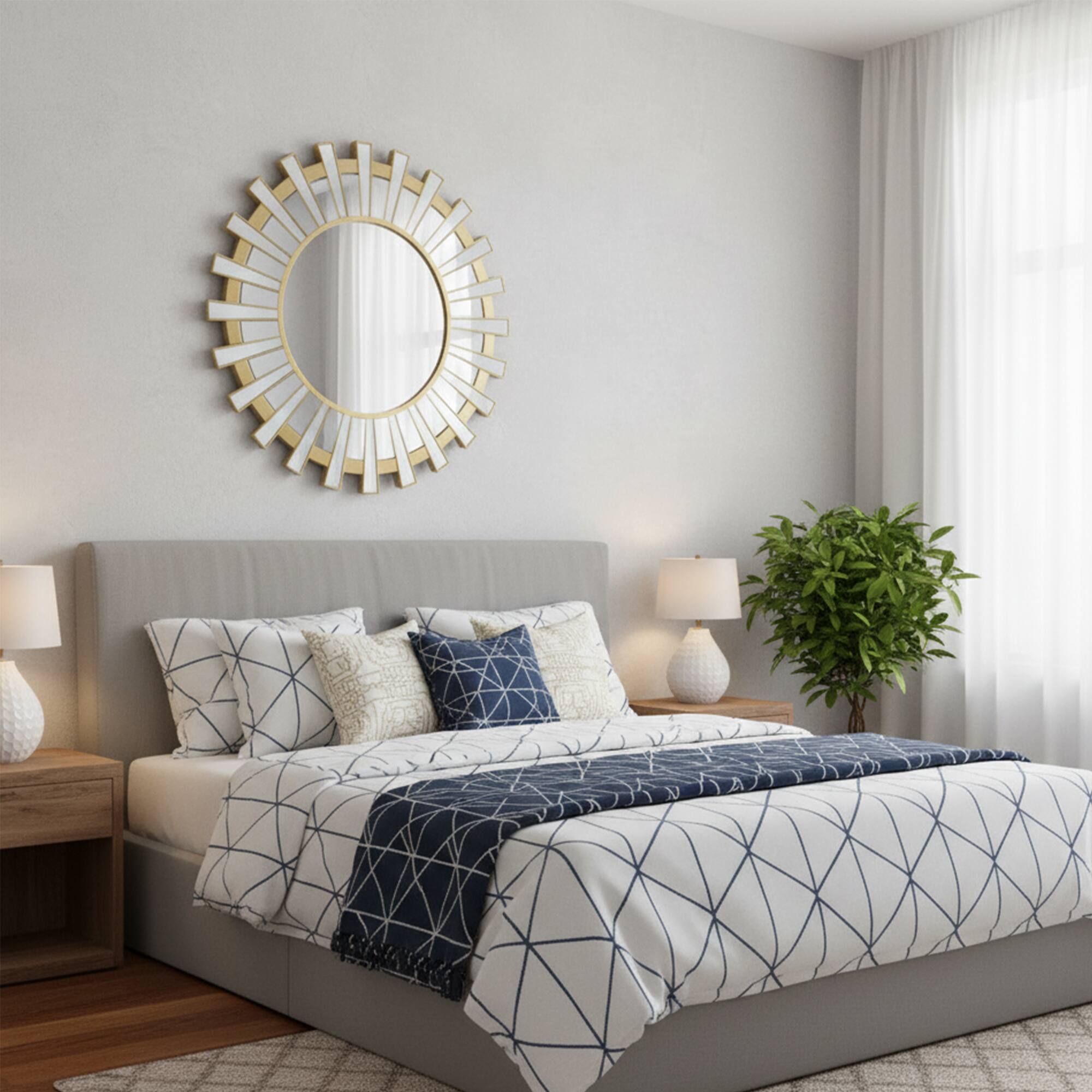 Alt View 3. Northlight - 25.5" Matte Gold and Clear Sunburst Round Mirror Wall Decor - Gold.