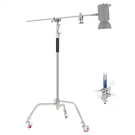 Neewer - Heavy Duty C-Stand with Built-in Boom Arm, 11.15ft, 22lb Load - Silver