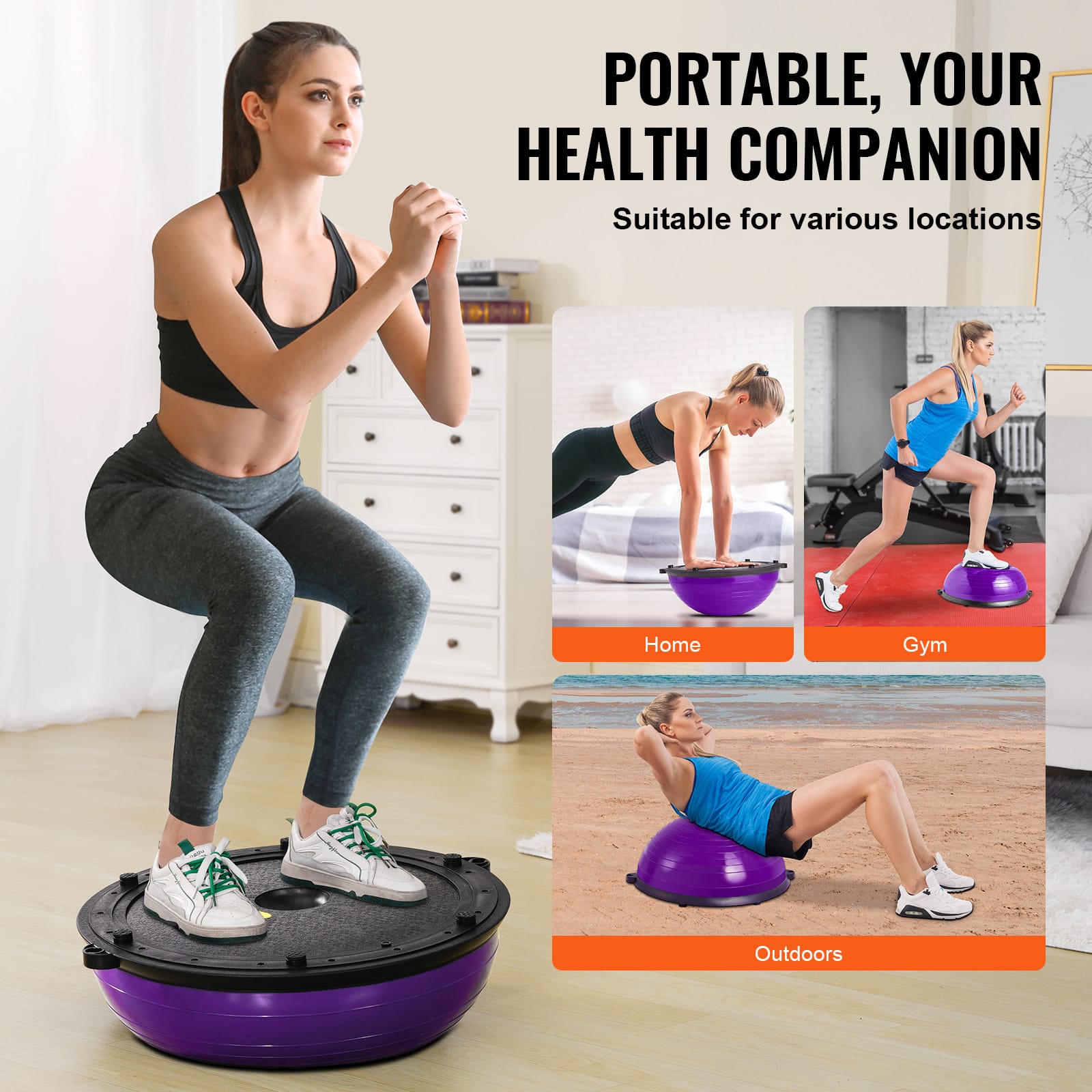 VEVOR Half Exercise Ball Trainer, 23 inch Balance Ball Trainer