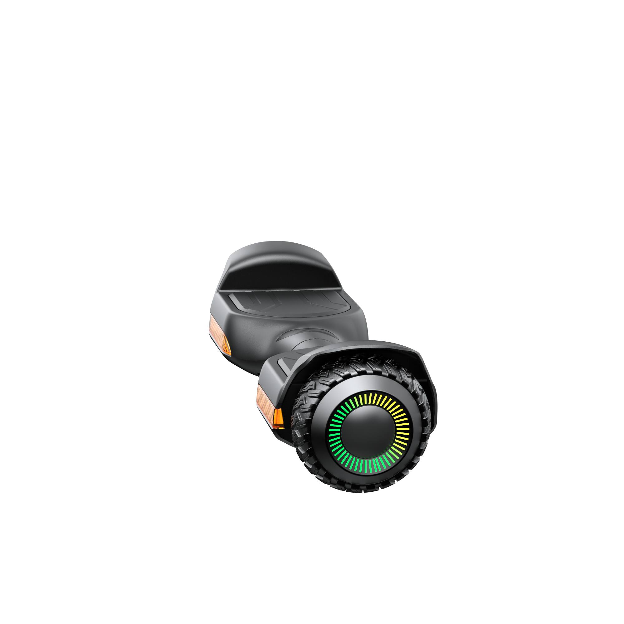 Left. MIHOVER - 250W*2 All-Terrain Hoverboard for Kids, 37V 2Ah Battery, 7.75 MPH, Bluetooth, 176 lb Capacity, UL2272 - Black.