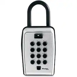 Master Lock - Portable Key Safe - Push Button Lock - Weather Resistant - for Door - Black, Silver - Metal, Vinyl