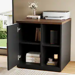 ModernMate - 23" File Cabinet Under Desk Storage Cabinet with Door, Printer Stands - Black Walnut