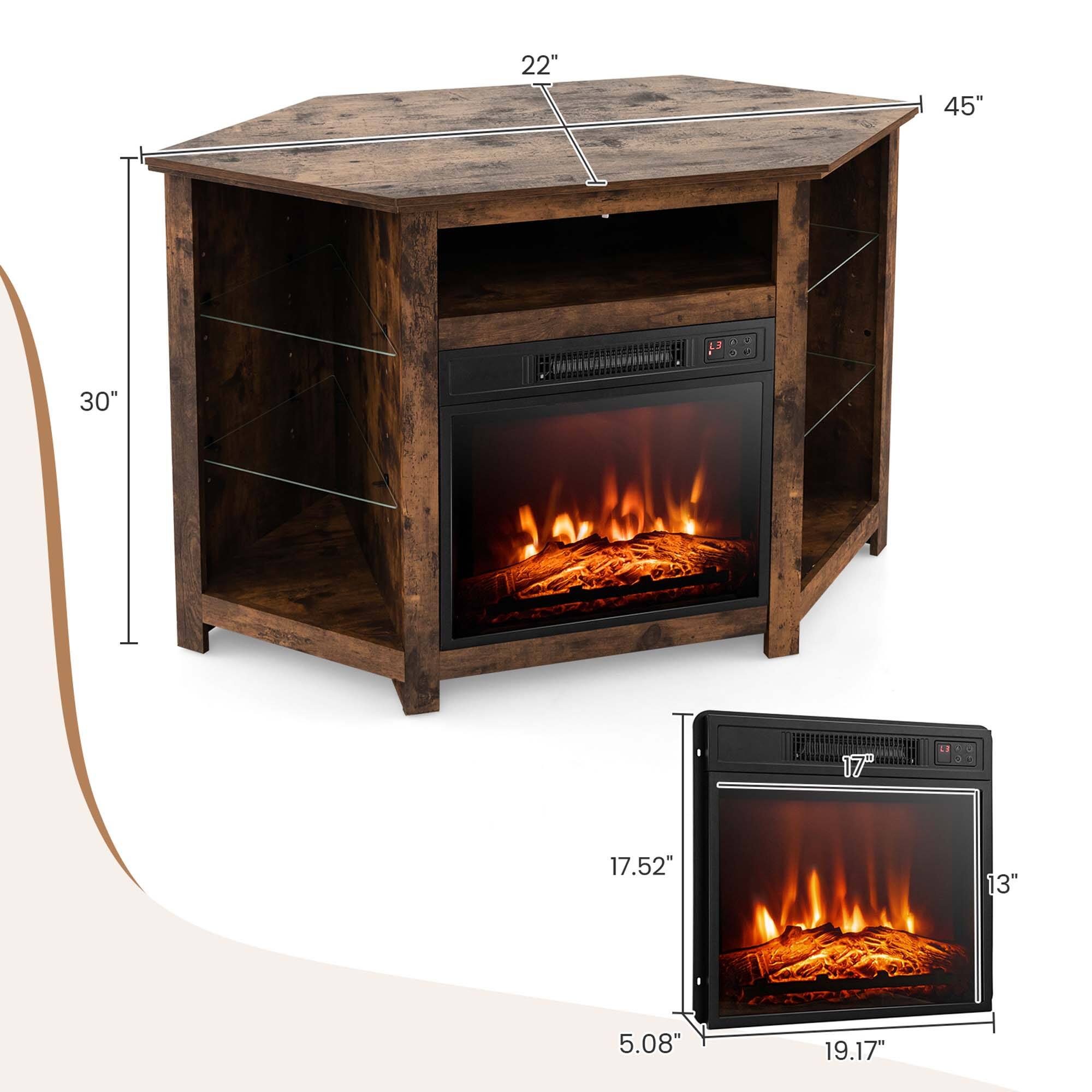 - Width: 45"
- Depth: 22"
- Height: 30"
- Width of the firebox: 17.52"
- Height of the firebox: 13"
- Depth of the firebox: 5.08"
- Width of the smaller unit: 19.17"
- Height of the smaller unit: 17"