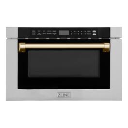 ZLINE - Autograph Edition 24 in. 1.2 cu. ft. Built-in Microwave Drawer in Stainless Steel and Polished Gold Accents - Stainless Steel and Gold Accents