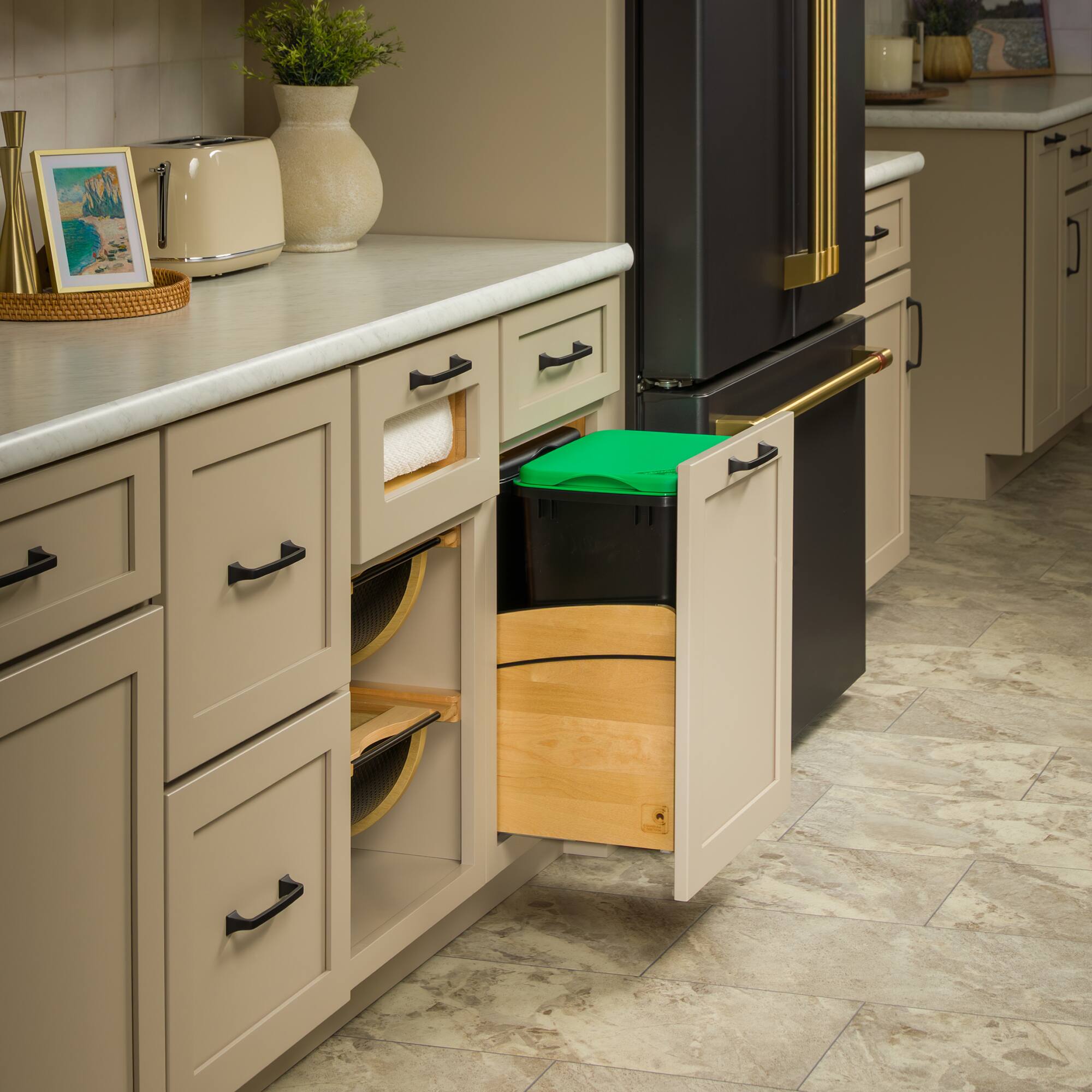 Alt View 8. Rev-A-Shelf - Rev-A-Shelf Maple Double Pullout Waste Container, Soft-Close, 35 qt, Black - Maple.