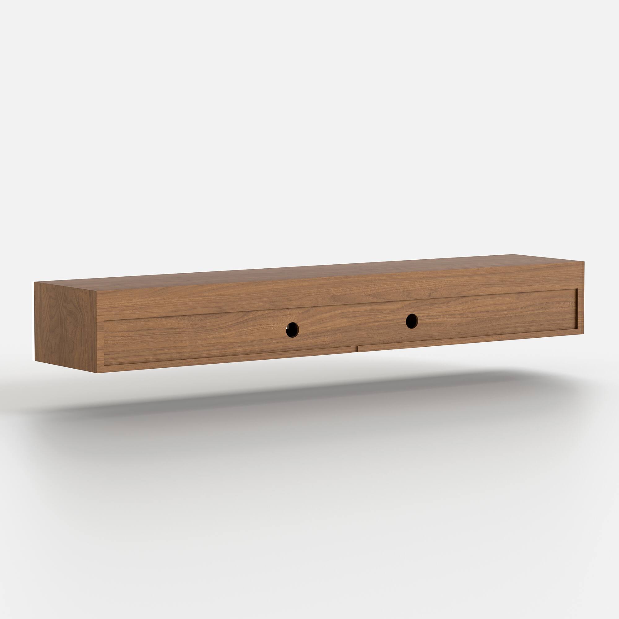 Alt View 6. luck idea - 78.7" TV Stand, Floating Media Console with Grid Sliding Doors & Double Storage Drawers - Walnut Color.