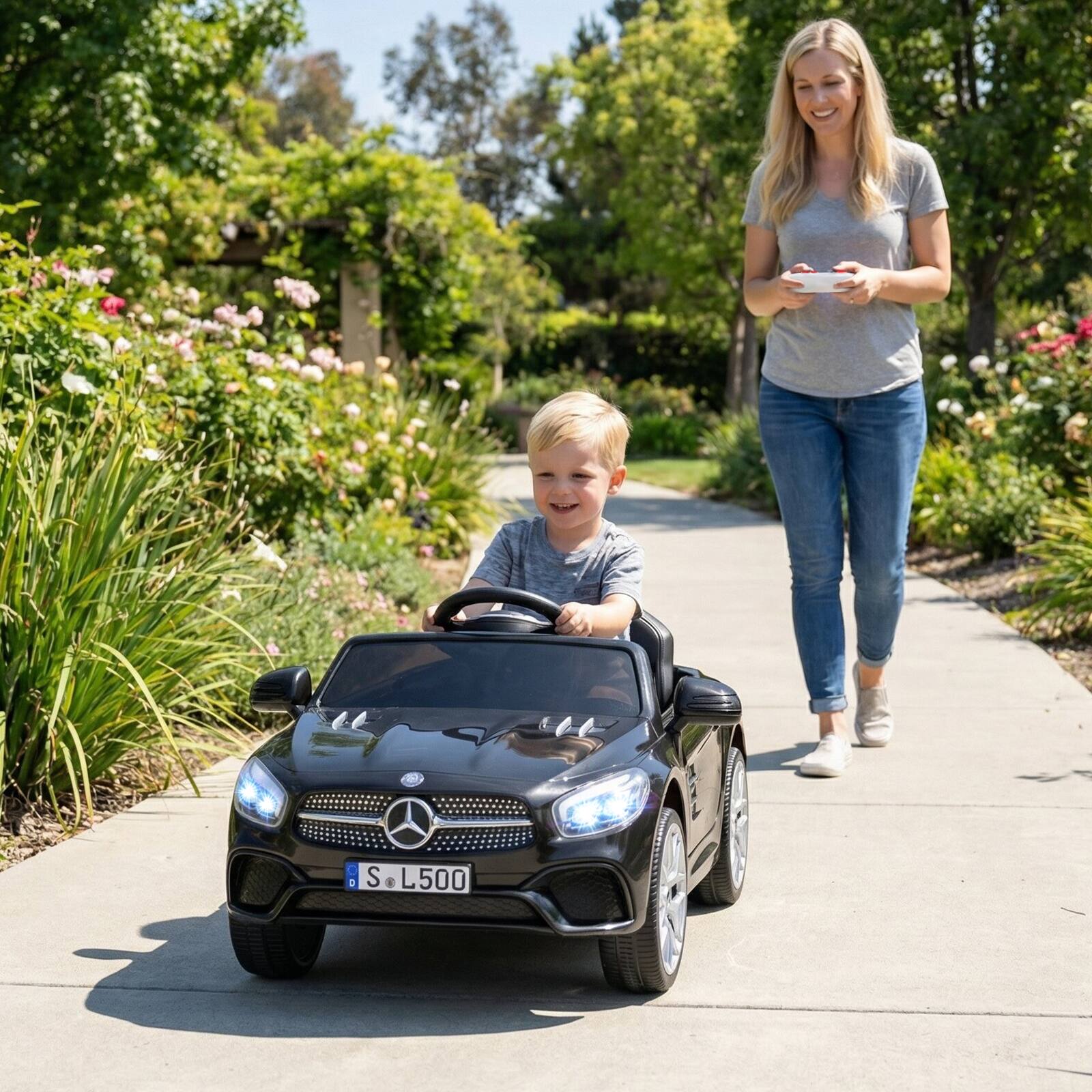 Alt View 1. Gymax - Gymax Licensed Mercedes-Benz SL R231 Kids Ride on Car 12V Electric Vehicle w/ Music Black - Black.