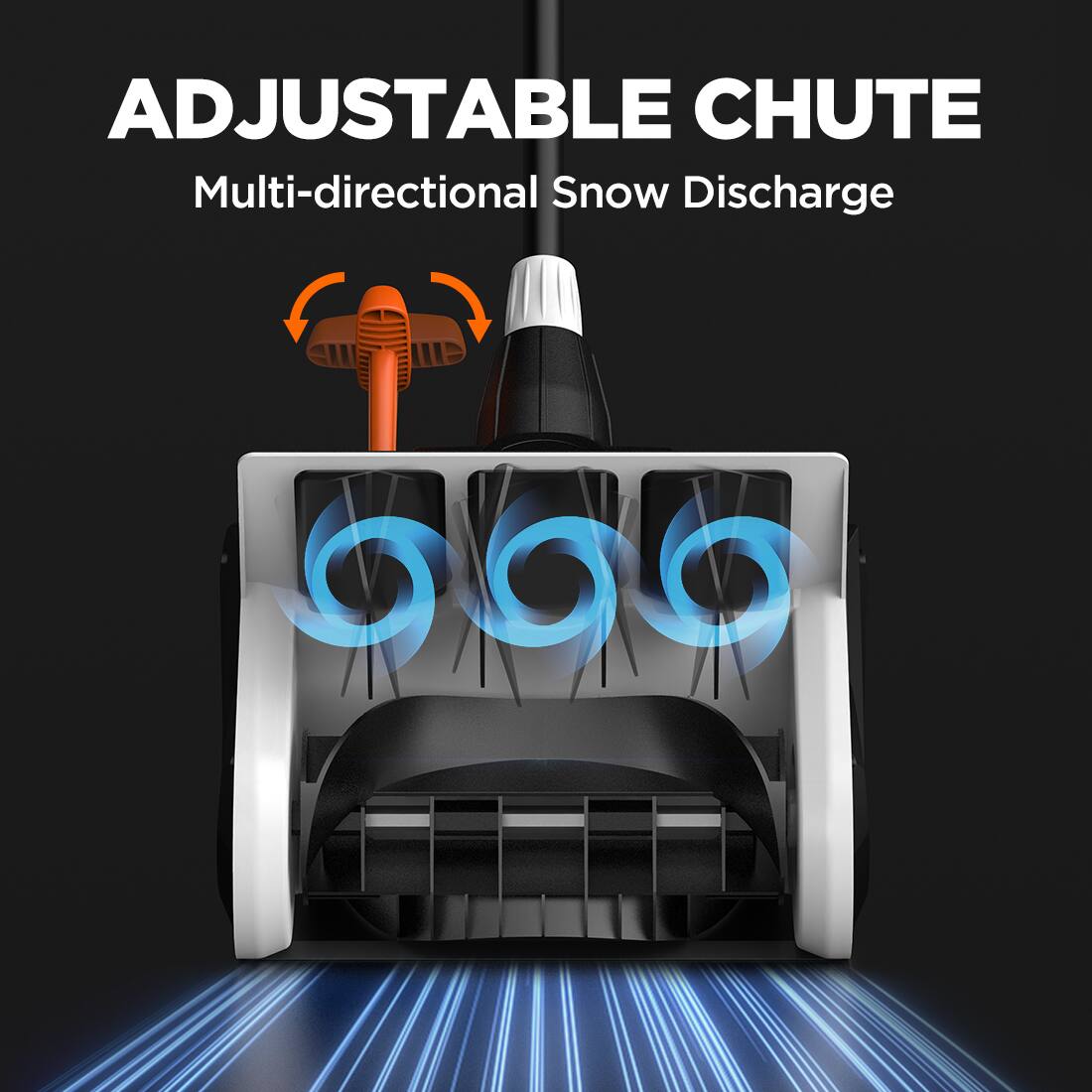 ADJUSTABLE CHUTE
Multi-directional Snow Discharge