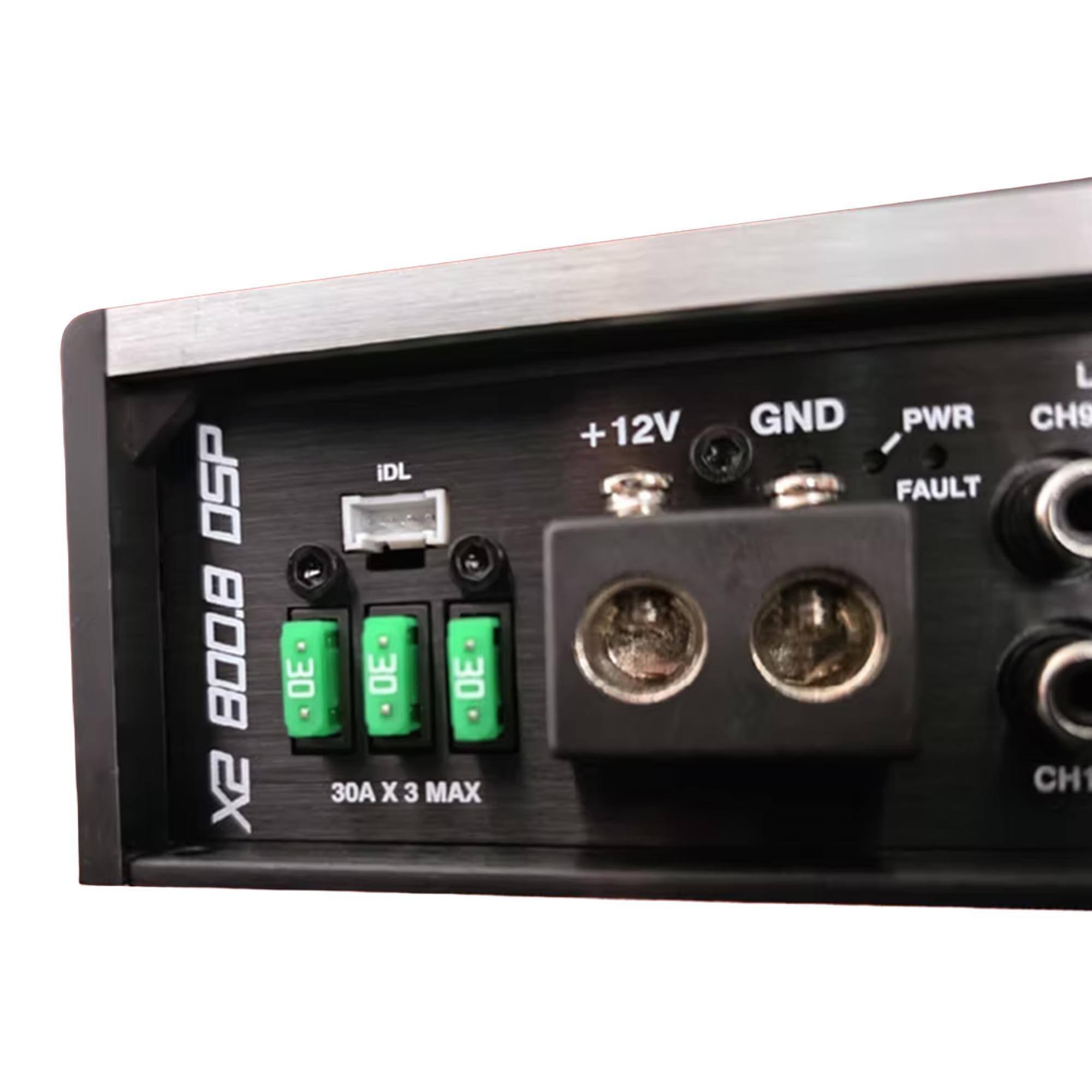 OSP 800.2X IDL DE DE DE 30 x 3 MAX + 12V L GND PWR CH FAULT CH1