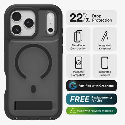 ZAGG Rainier Snap with Kickstand for Apple iPhone 17 Pro Max Smoke ZAGG Rainier Snap with Kickstand for Apple iPhone 17 Pro Max Smoke