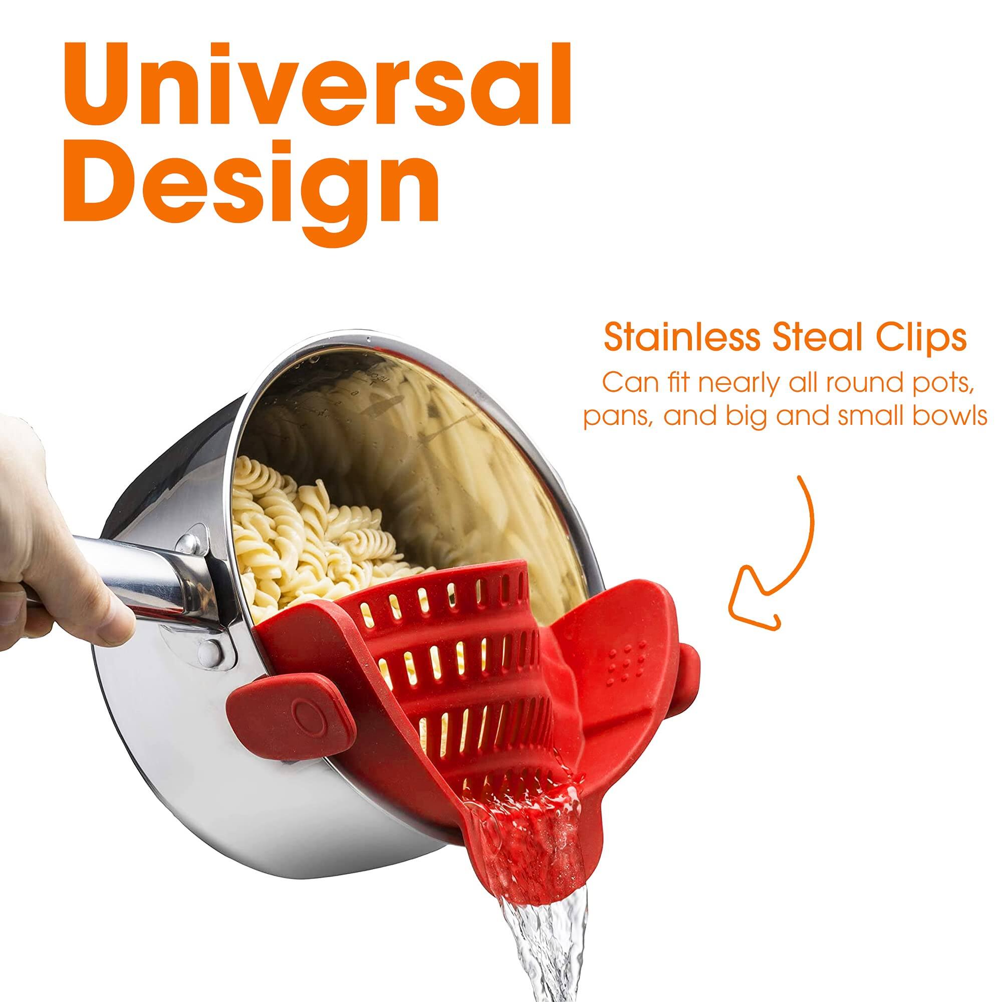 Universal Design Stainless Steel Clips Can fit nearly all round pots, pans, and big and small bowls
