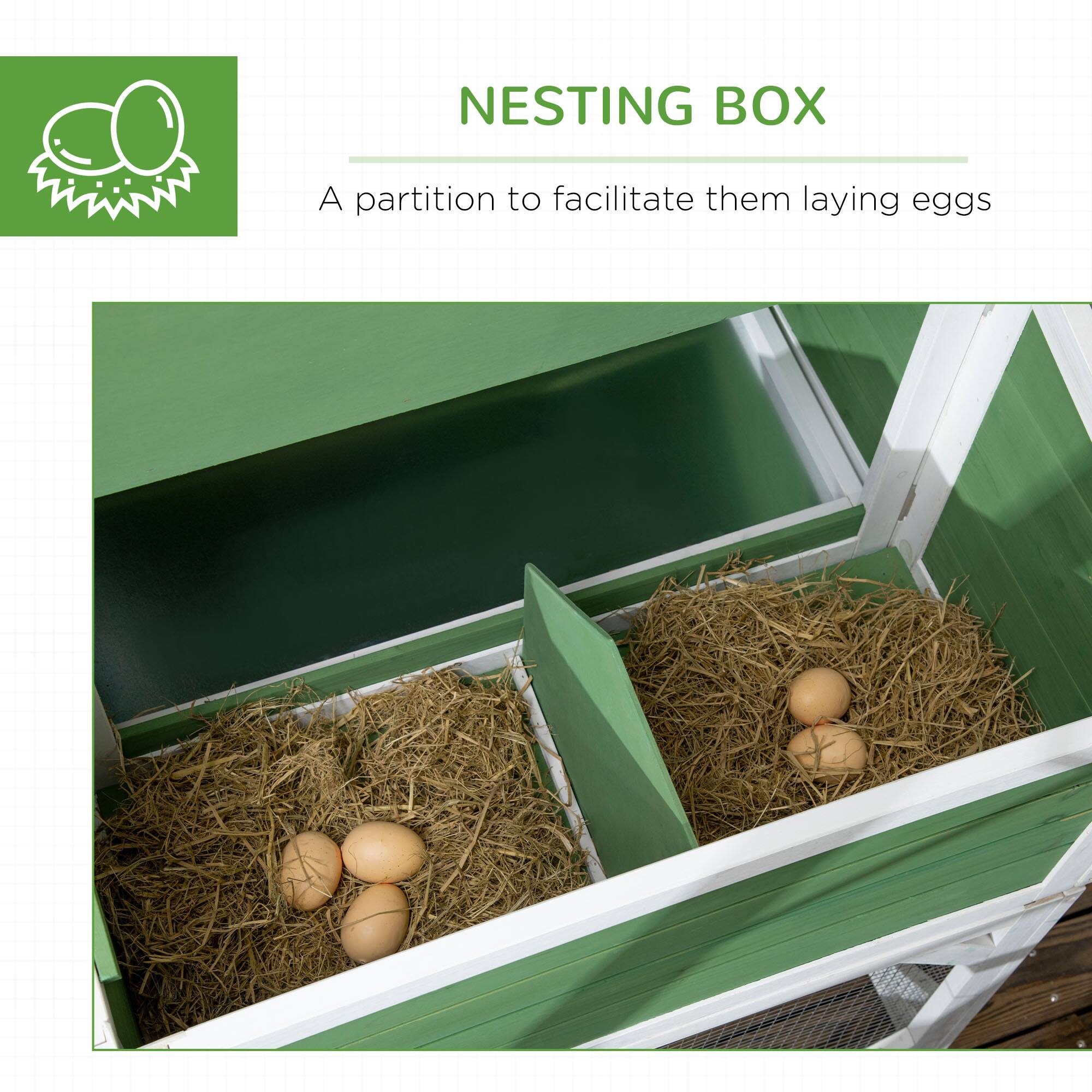 NESTING BOX

A partition to facilitate them laying eggs