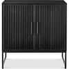Front. Best Choice Products - Best Choice Products 2-Door Slatted Storage Cabinet, Accent Furniture w/ Non-Scratch Foot Pads - Black - Black.