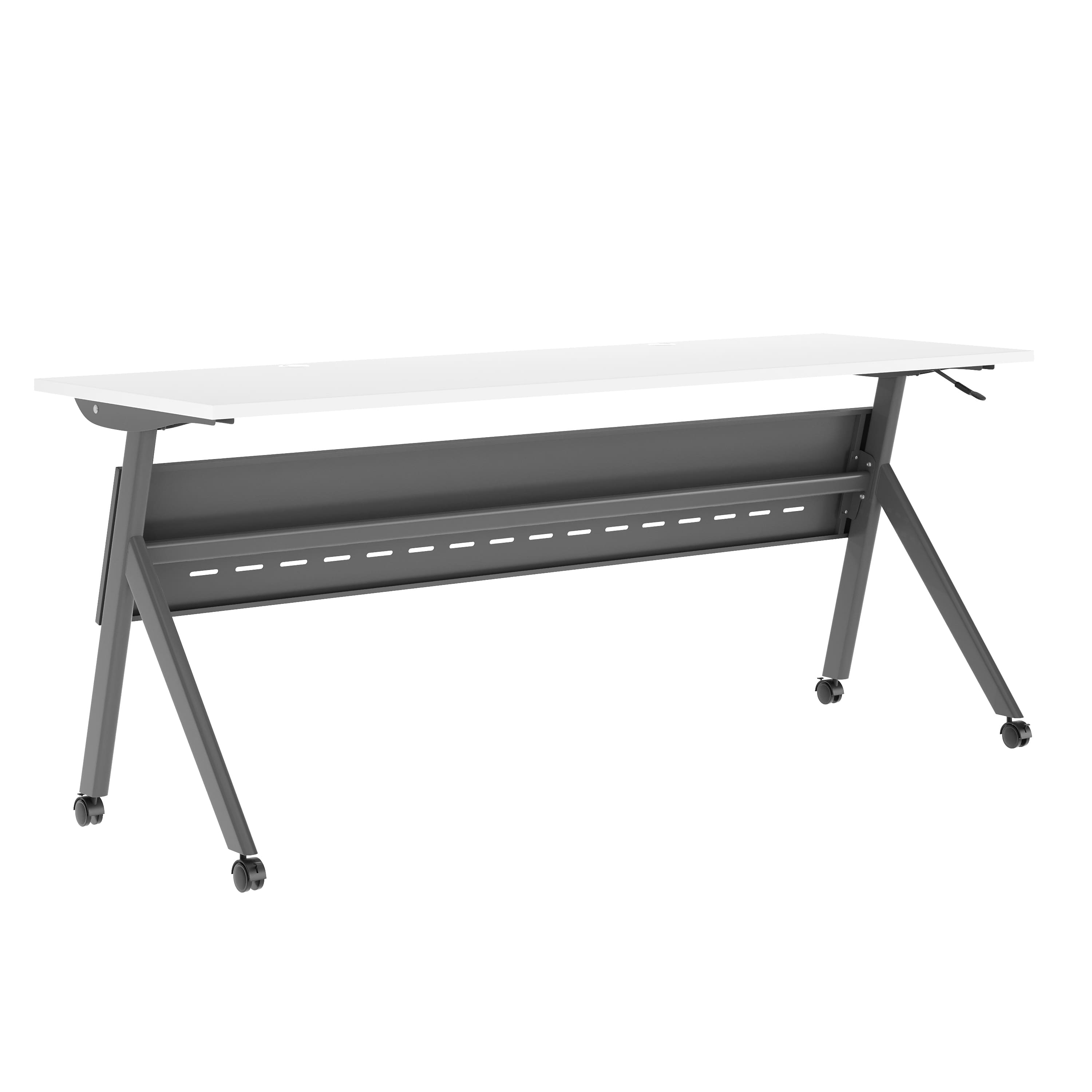 Emma + Oliver - Griffin Heavy-Duty Flip Top Training Table with Nesting Design, Privacy Panel, Y-Legs, Tabletop, Metal Frame - White Top/Gray Frame price history on PriceWatchPro
