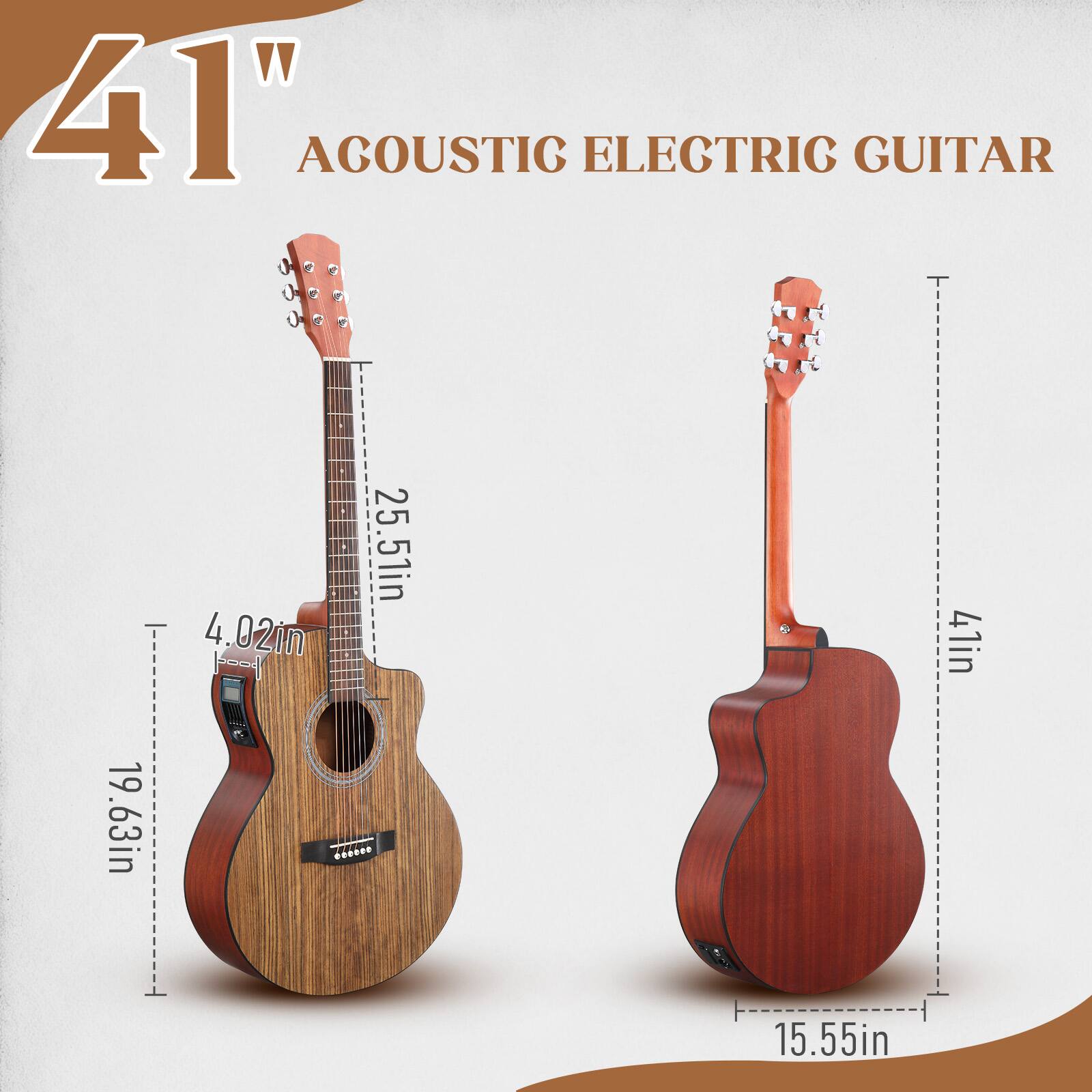 41" ACOUSTIC ELECTRIC GUITAR  
4.02in  
25.51in  
41in  
19.63in  
15.55in