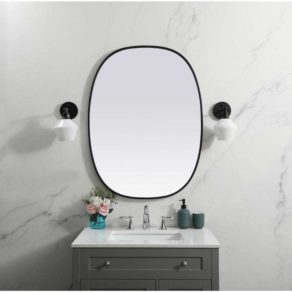 Elegant Decor - Metal Frame Oval Mirror 30x40 Inch - Black