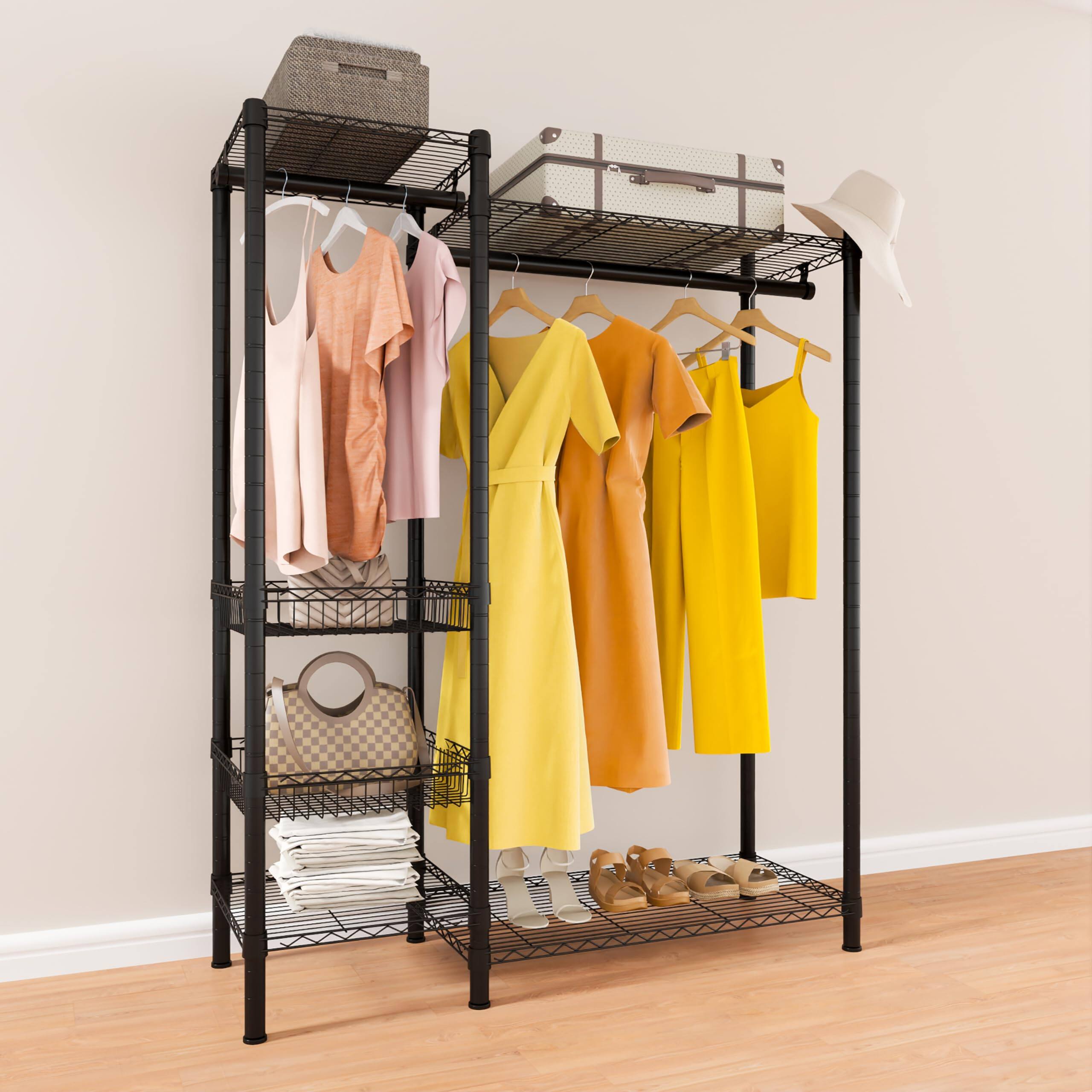 Alt View 1. Hirose Alice - Xiofio 6 Tiers Heavy Duty Clothes Rack Metal Clothing Rack  Clothing Rack with Hanging Rod and Wire Fixing - Default.