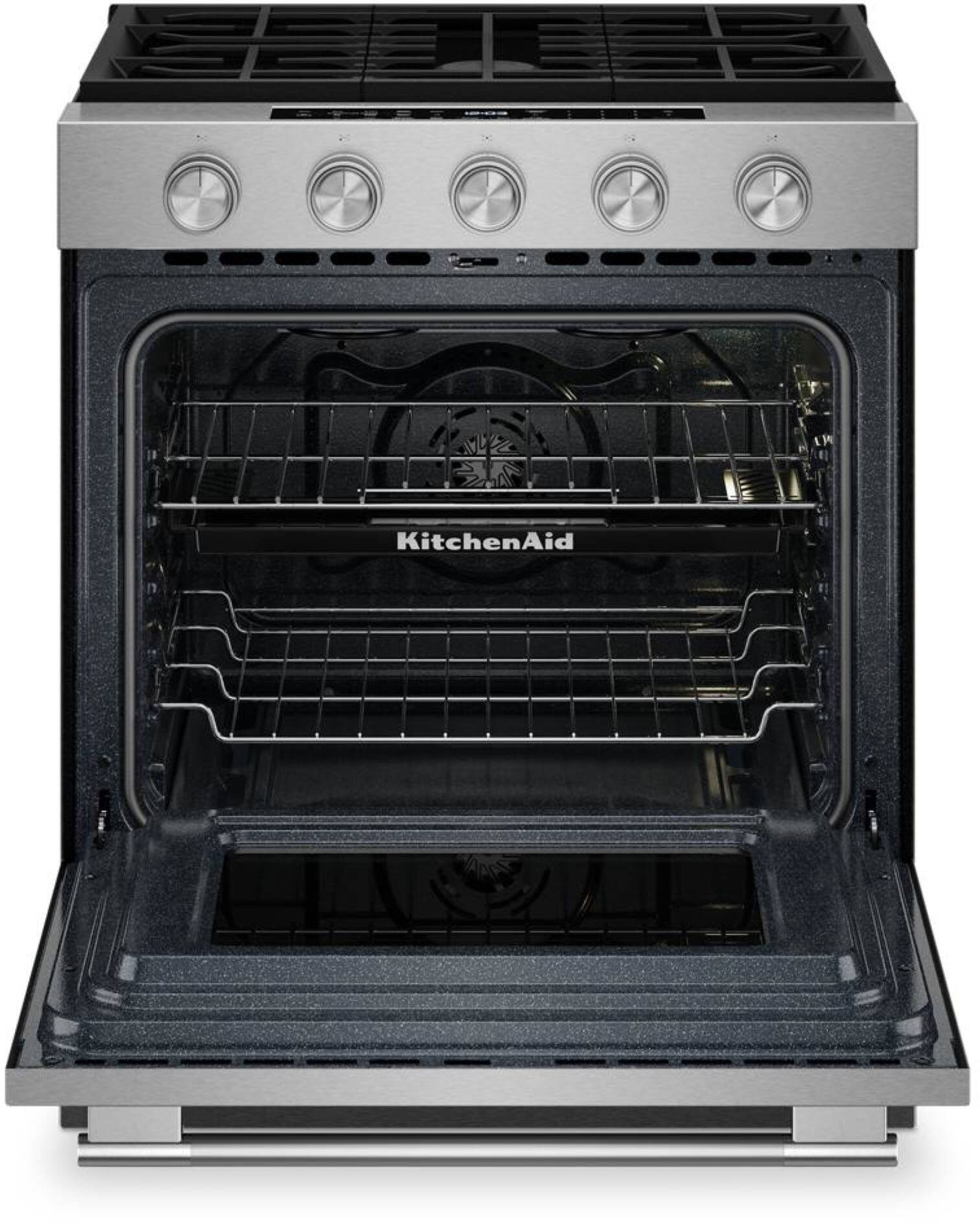 Alt View 1. KitchenAid - 5.0 Cu. Ft. Slide-In Gas True Convection Range with Self Clean, Steam Clean, and 2-in-1 Burner - Fingerprint Resistant Stainless Steel.