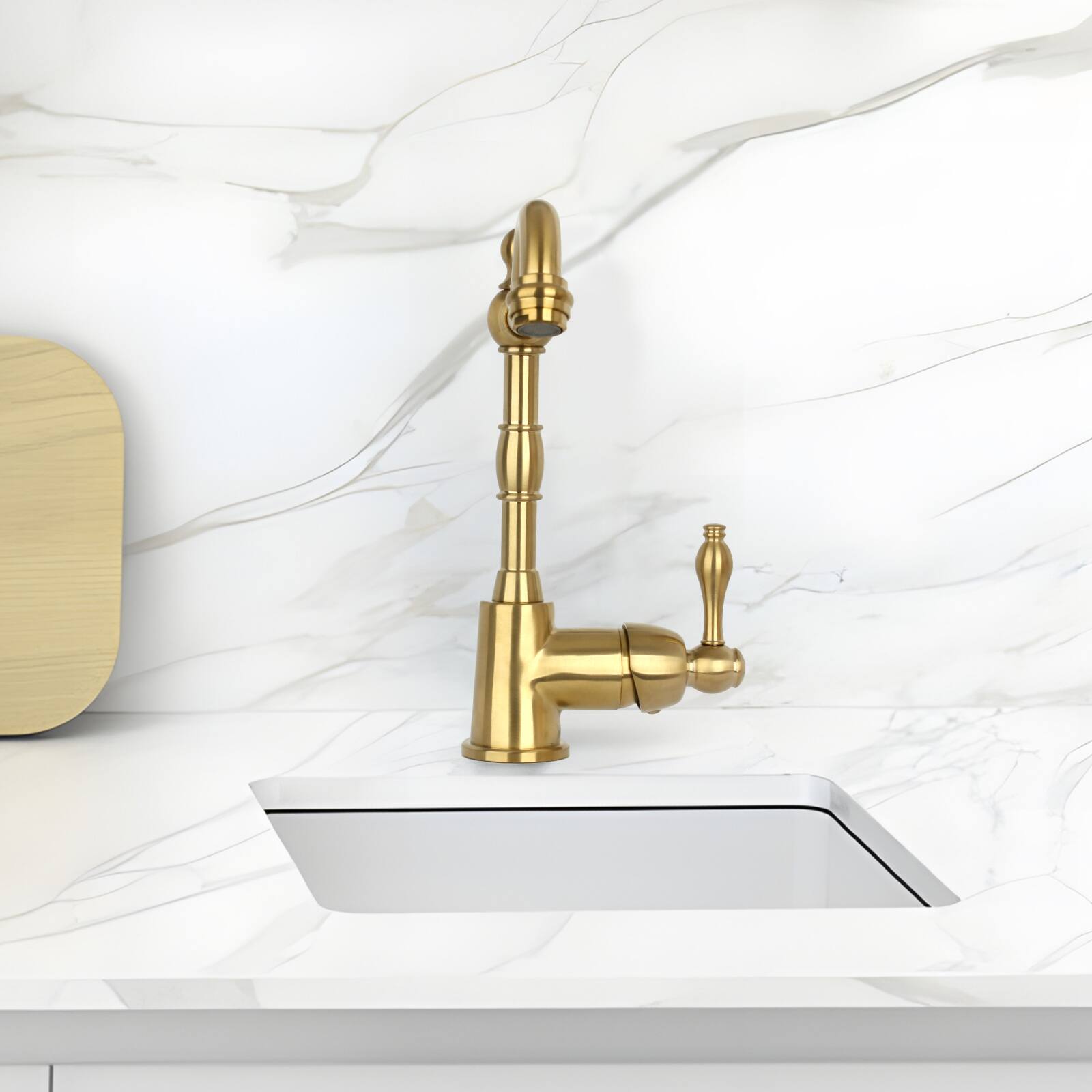 Alt View 6. Akicon - Akicon Solid Brass One-Handle Widespread Kitchen Bar Faucet in Brushed Gold - Brushed Gold.