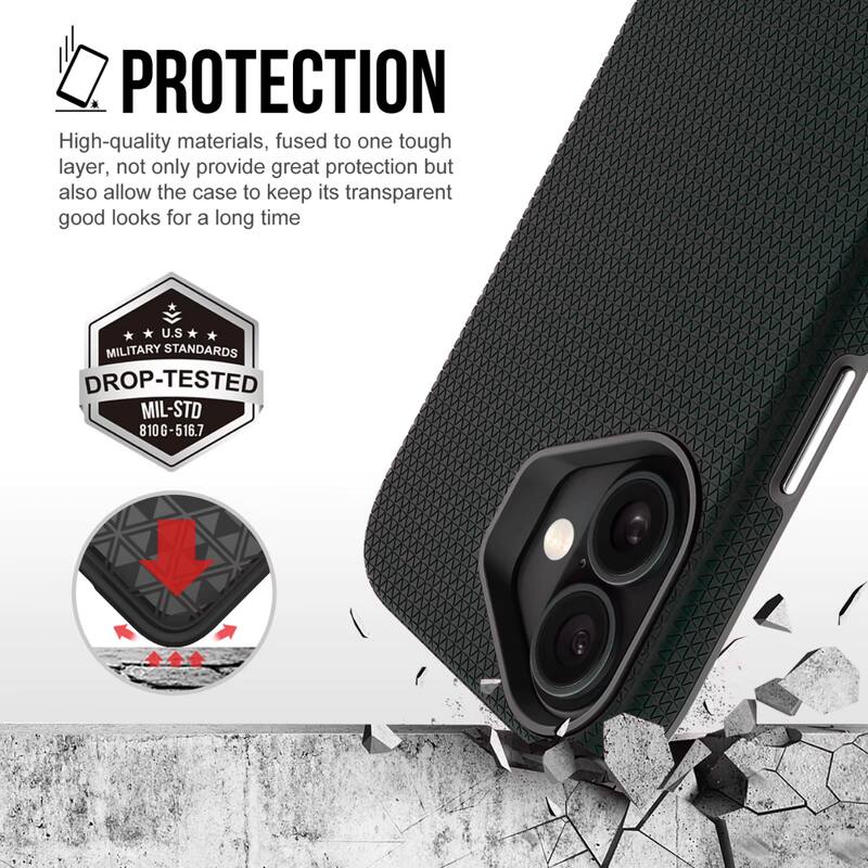 **PROTECTION**

High-quality materials, fused to one tough layer, not only provide great protection but also allow the case to keep its transparent good looks for a long time.

**U.S. MILITARY STANDARDS DROP-TESTED**

MIL-STD 810G-516.7