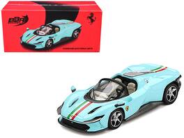 Ferrari Daytona SP3 with Italian Flag Stripes 1/64 Diecast Model Car by BBR - Light Blue