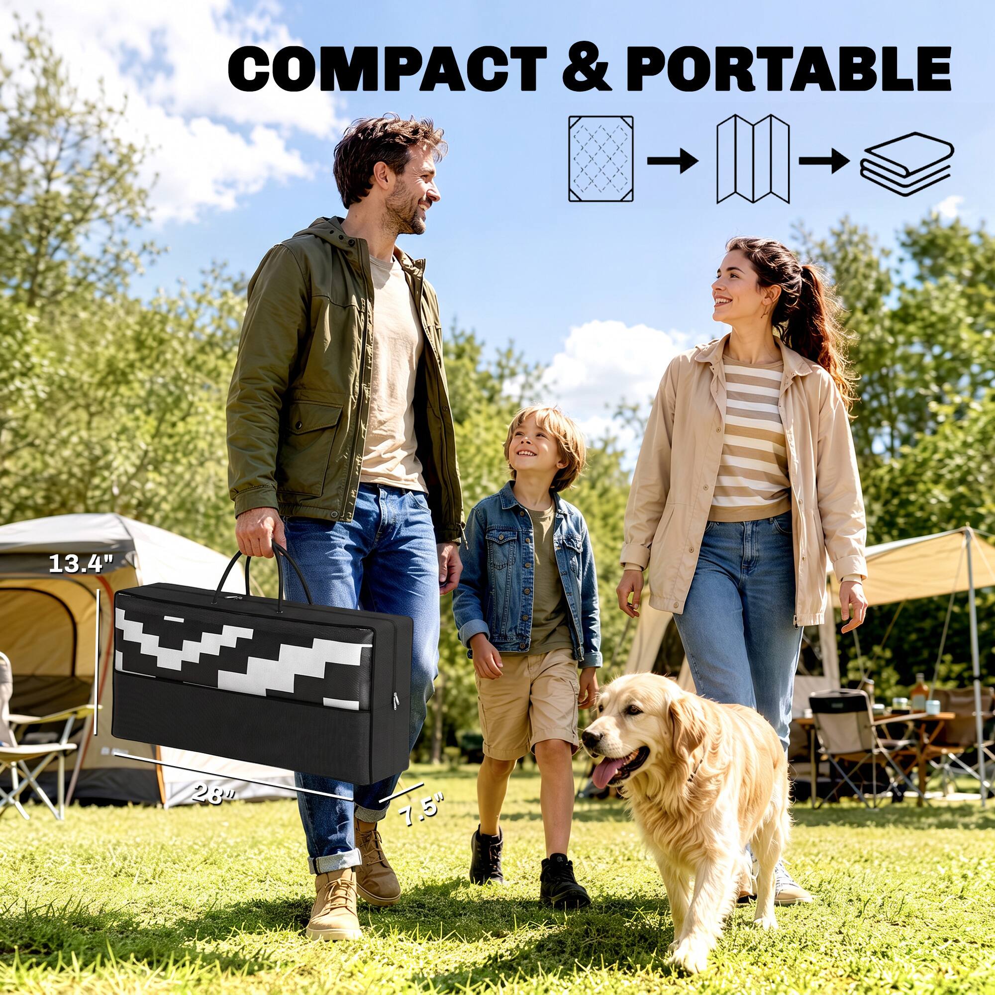 COMPACT & PORTABLE

13.4"  
28"  
7.5"