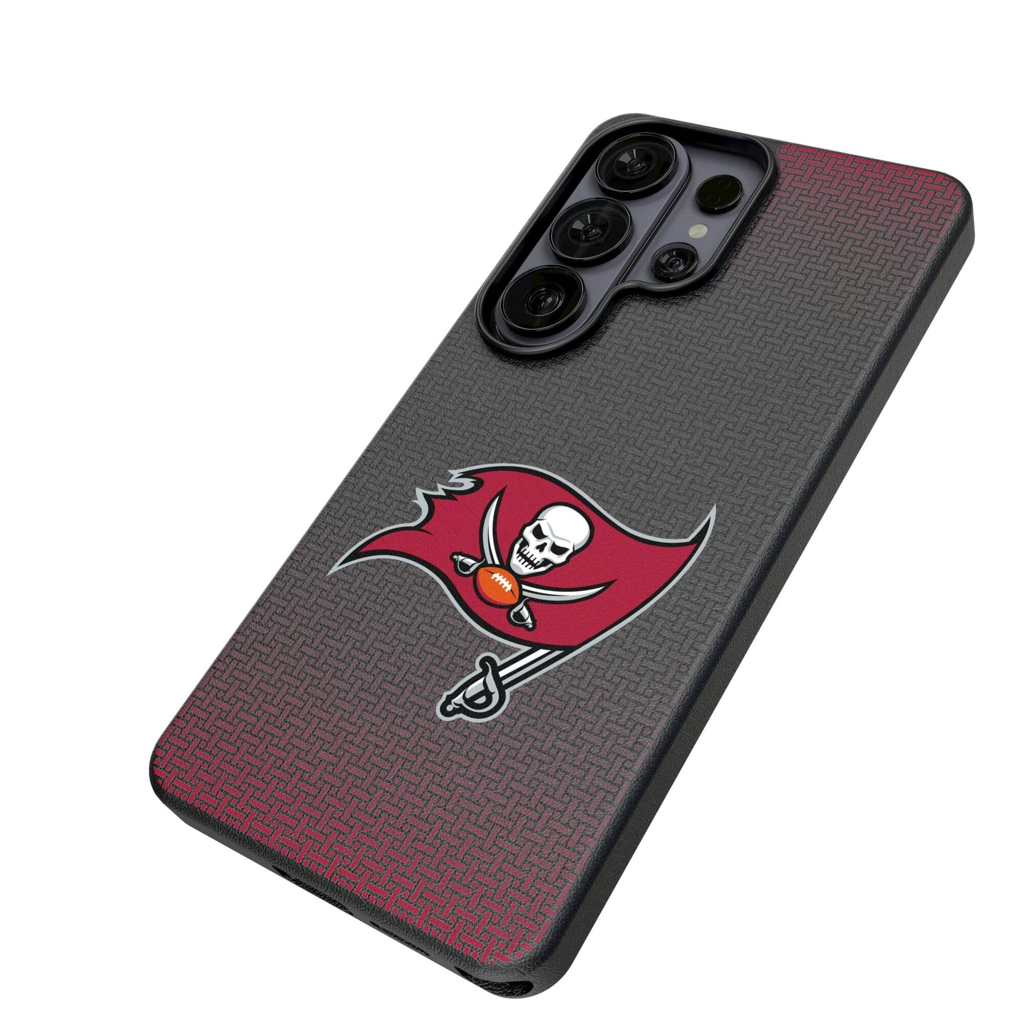 Alt View 1. Keyscaper - Tampa Bay Buccaneers Linen Galaxy Magnetic Bump Case - S24 Ultra - Black.