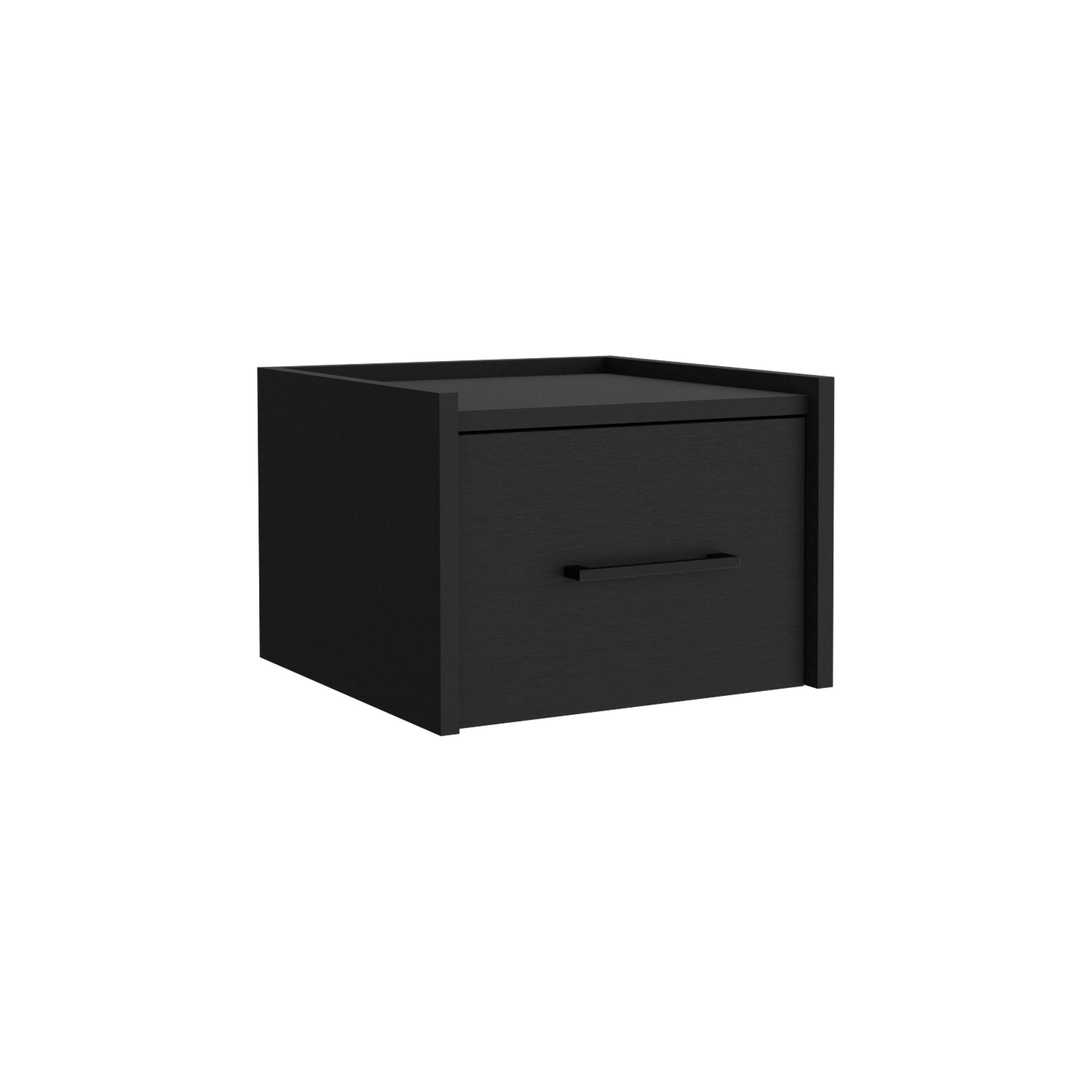 Angle. Tiramisubest - Floating Nightstand, Space-Saving Design with Handy Drawer and Surface, Black - Black.