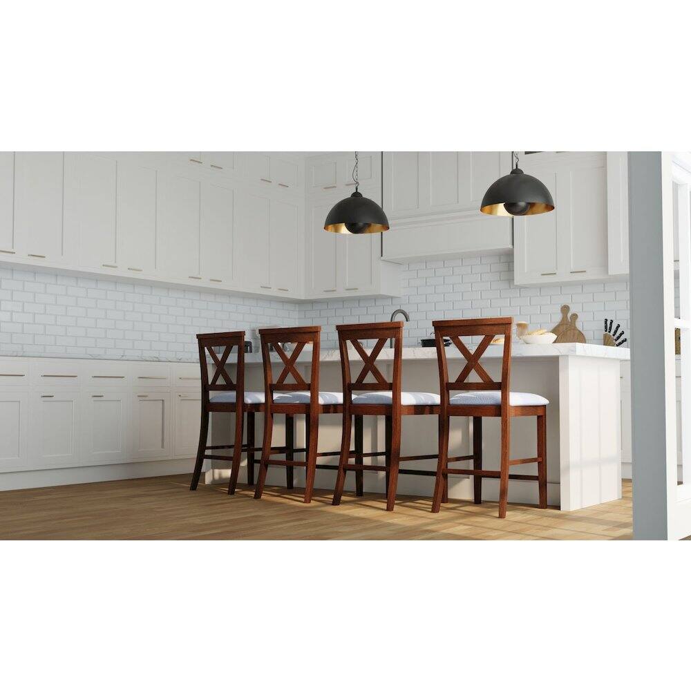 Alt View 2. Carolina Chair & Table - Taylor X-Back Counter Stools - Set of 2 - Golden Oak/White - Golden Oak, White.