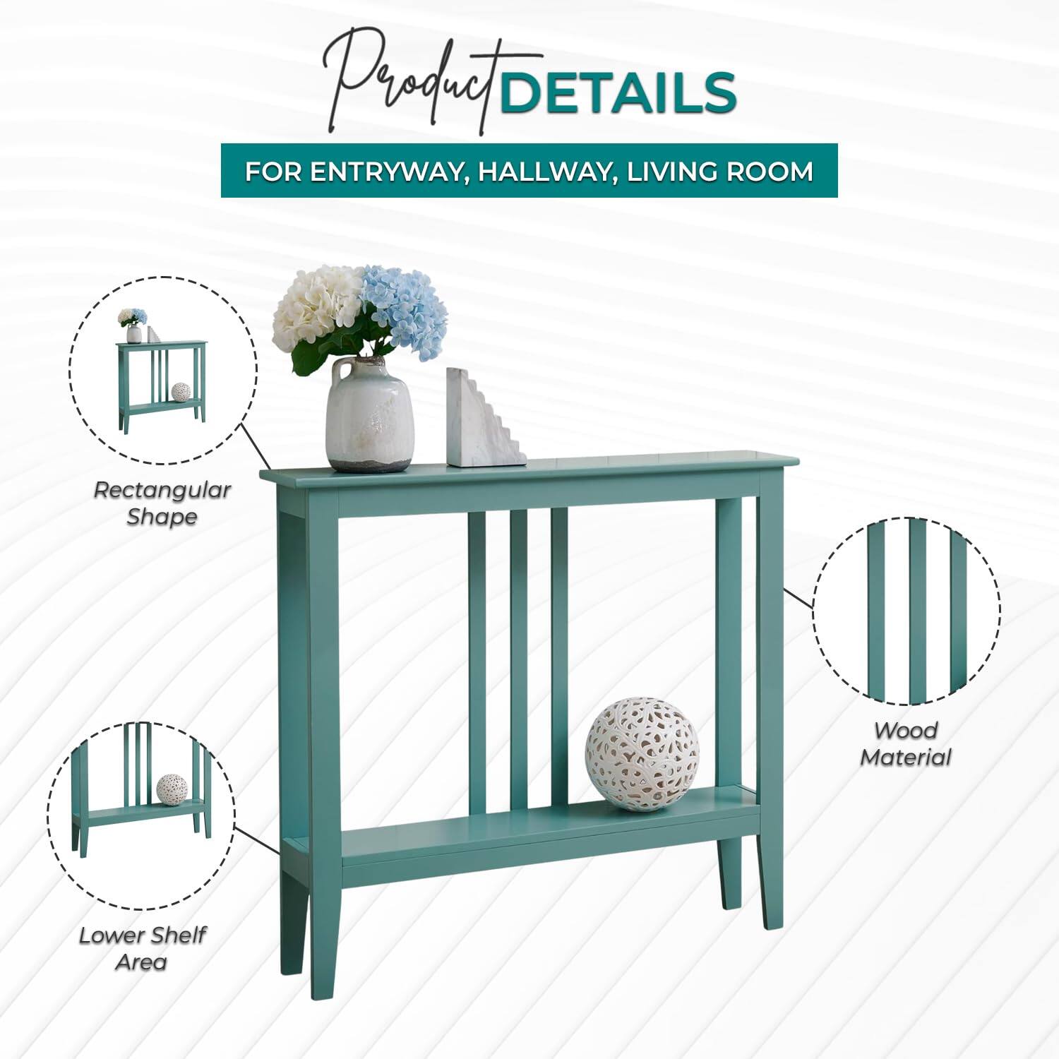 Product Details  
FOR ENTRYWAY, HALLWAY, LIVING ROOM  

- Rectangular Shape  
- Wood Material  
- Lower Shelf Area